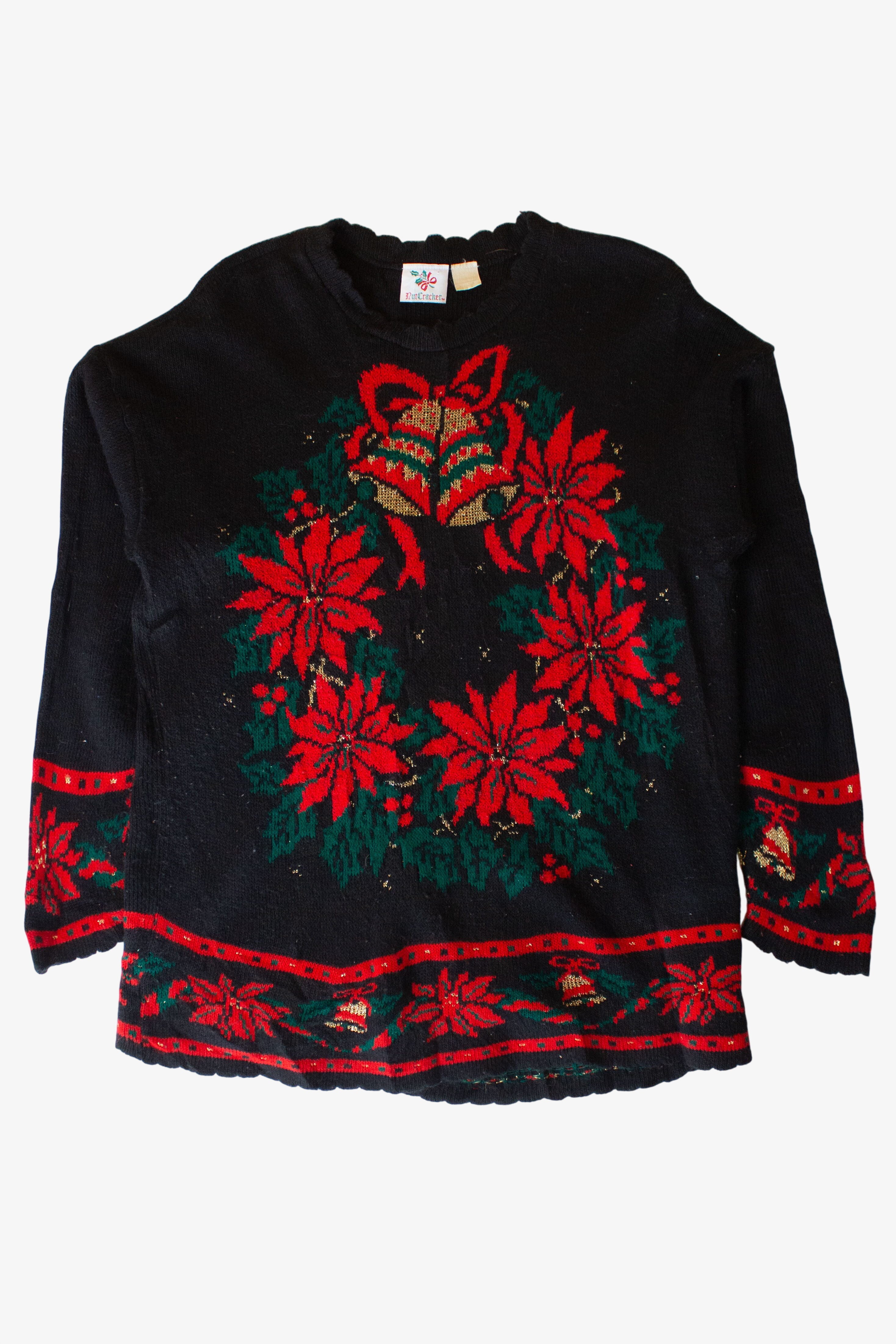 Vintage Black Wreath Ugly Christmas Sweater (1990s)
