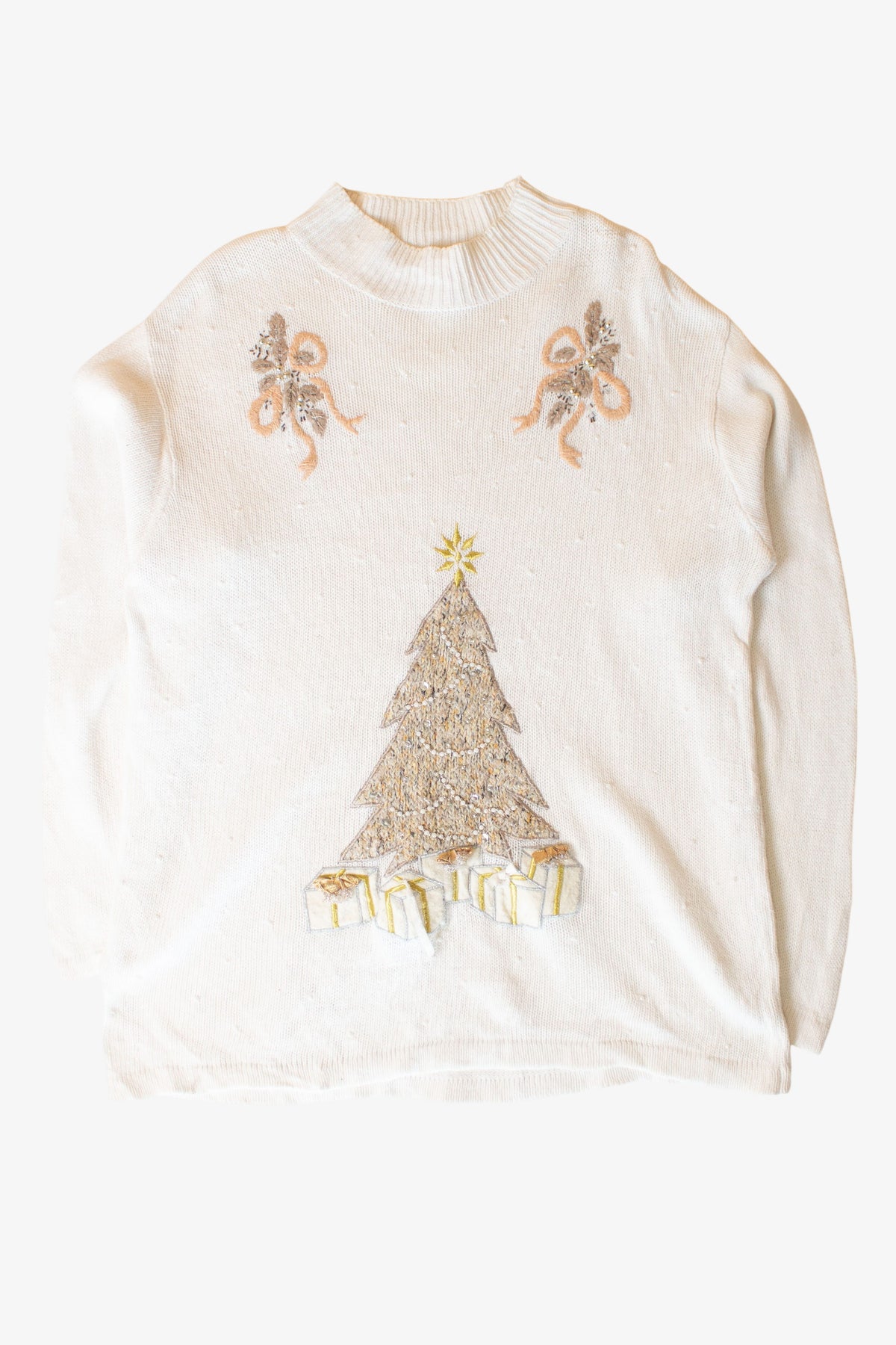 Vintage White Beaded Tree Ugly Christmas Sweater (1990s)