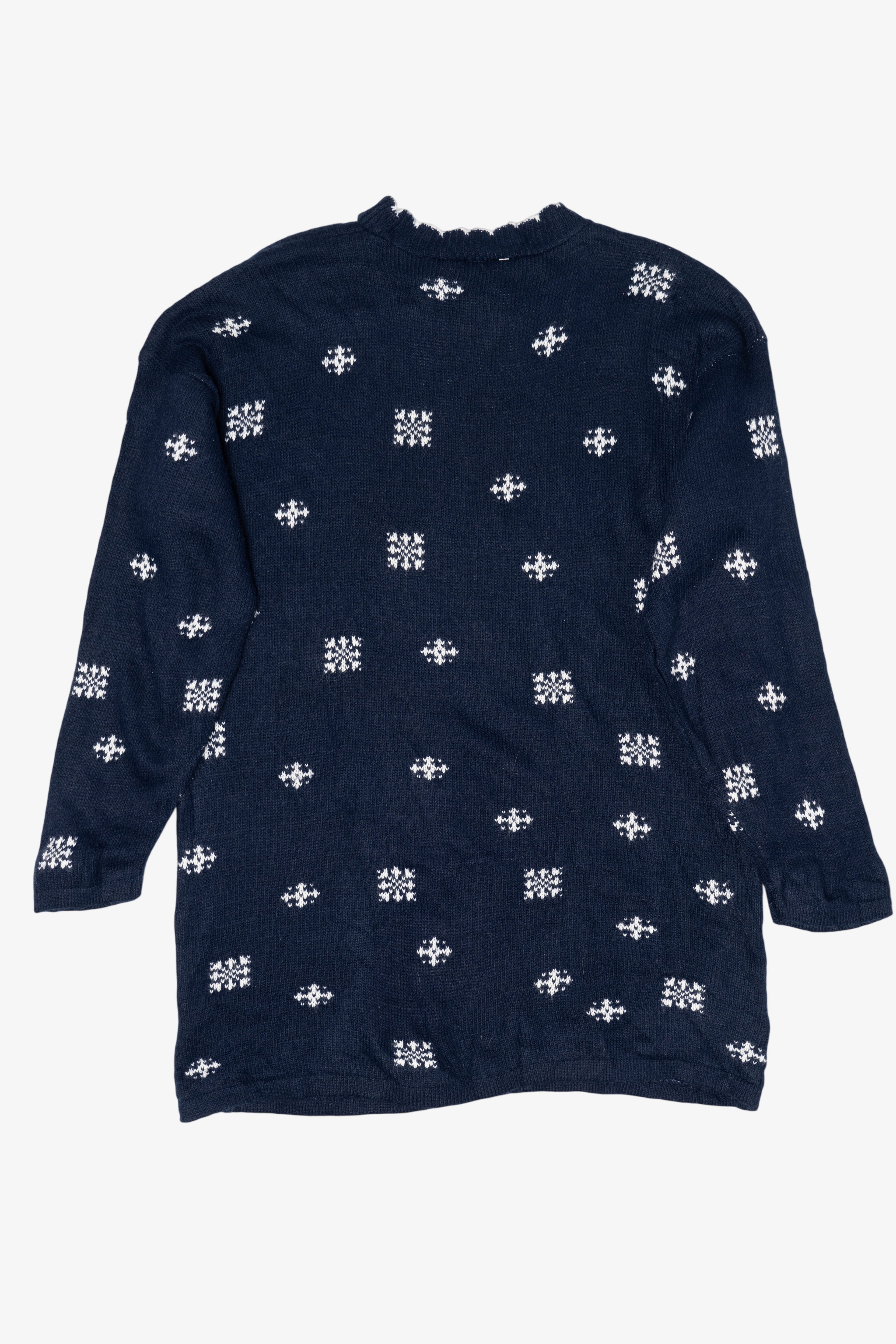 Vintage Navy Blue Nutcracker Winter Town Ugly Christmas Pullover (1980s)