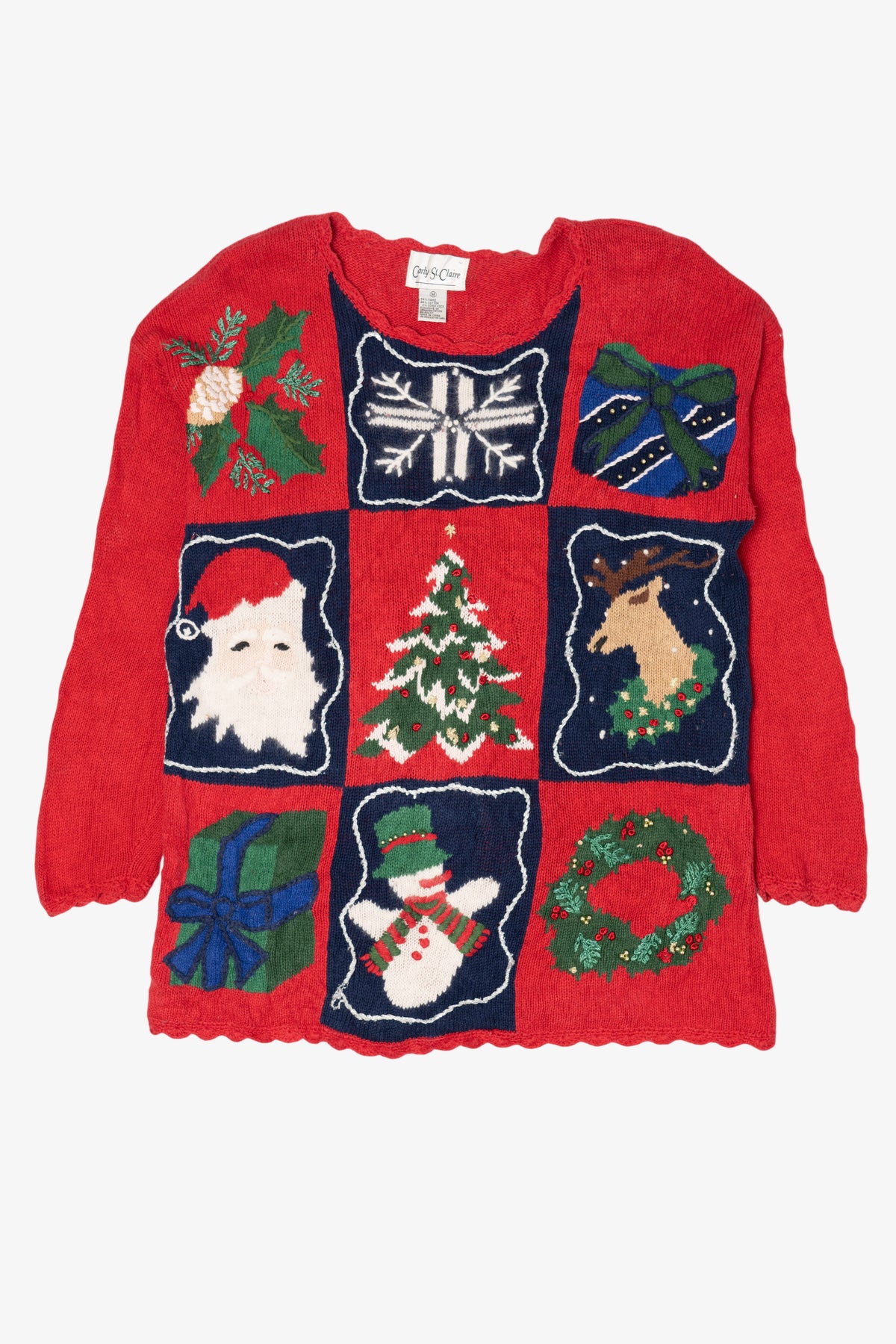 Vintage Red Carly St. Claire Ugly Christmas Pullover (1990s)