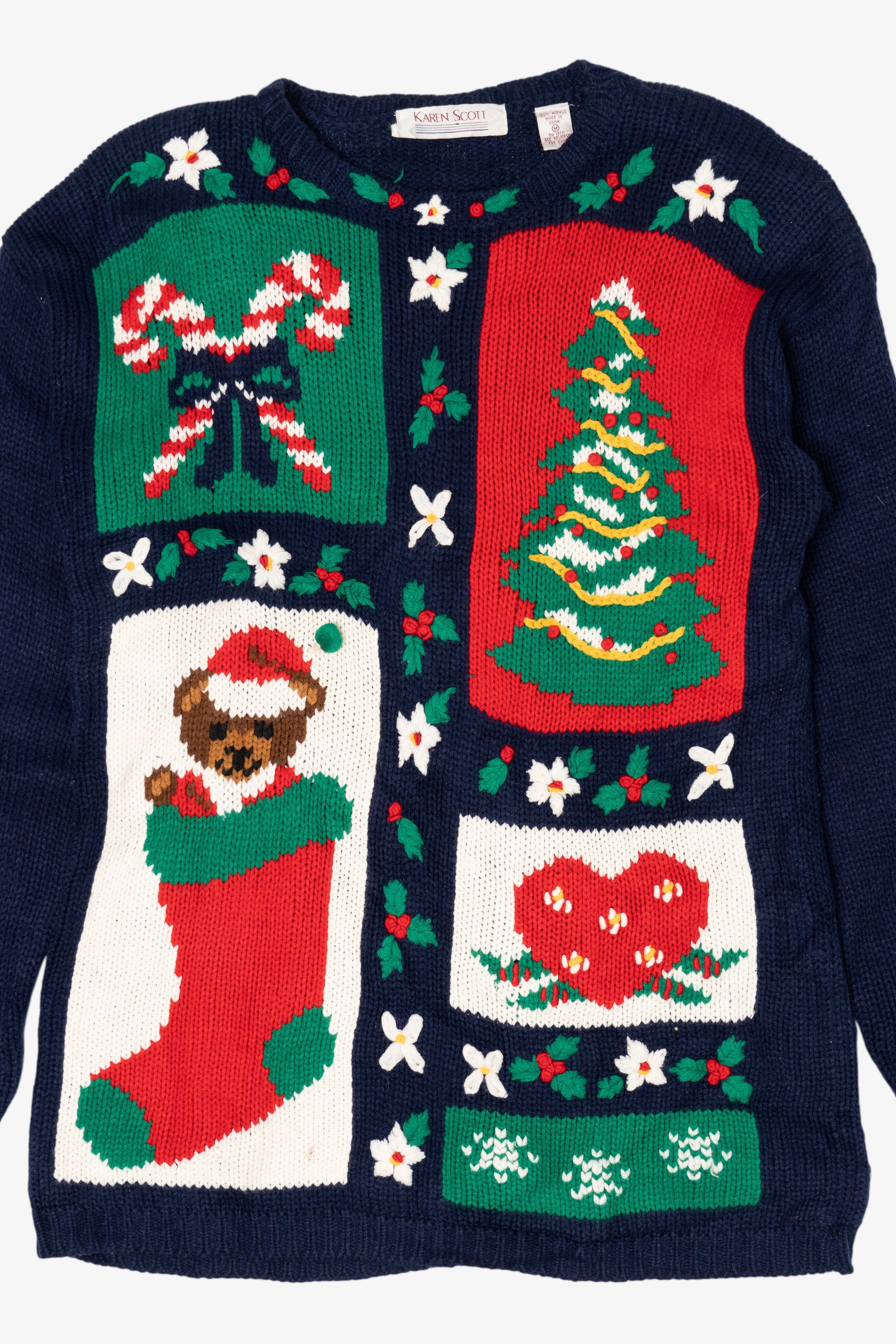 Vintage Navy Blue Karen Scott Ugly Christmas Pullover (1990s)