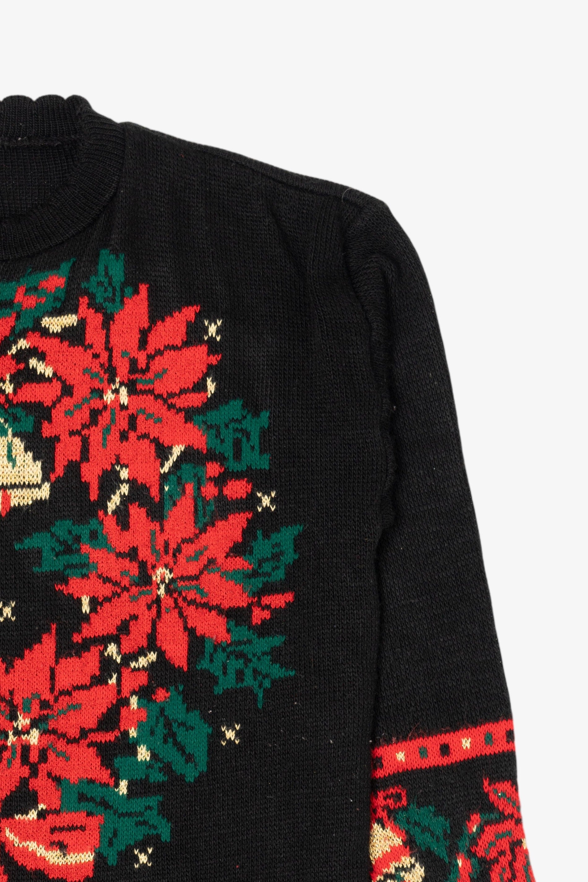 Vintage Black Nutcracker Wreaths Ugly Christmas Pullover (1980s)