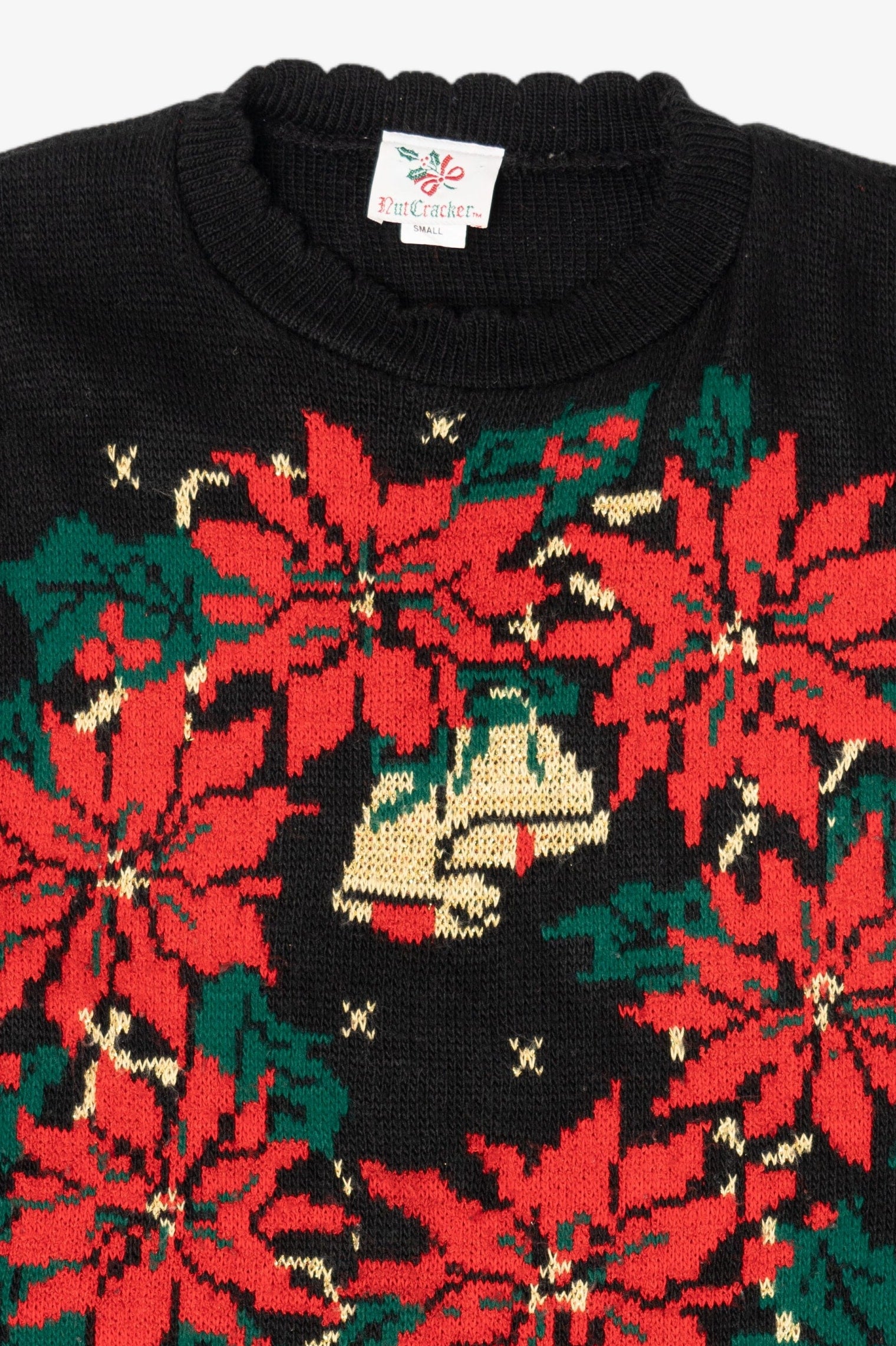 Vintage Black Nutcracker Wreaths Ugly Christmas Pullover (1980s)