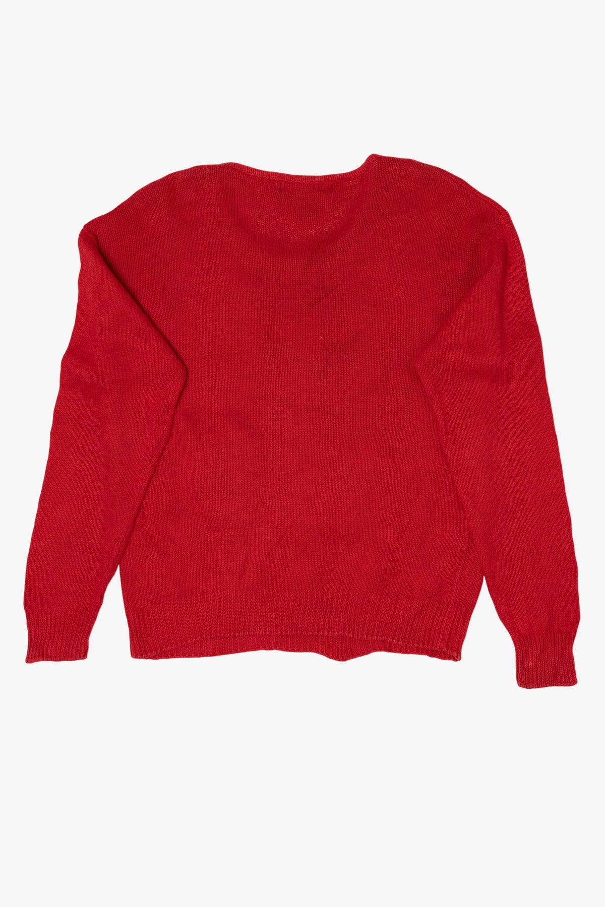 Vintage Red Work in Progress Toys Under Tree Ugly Christmas Pullover (2000s)
