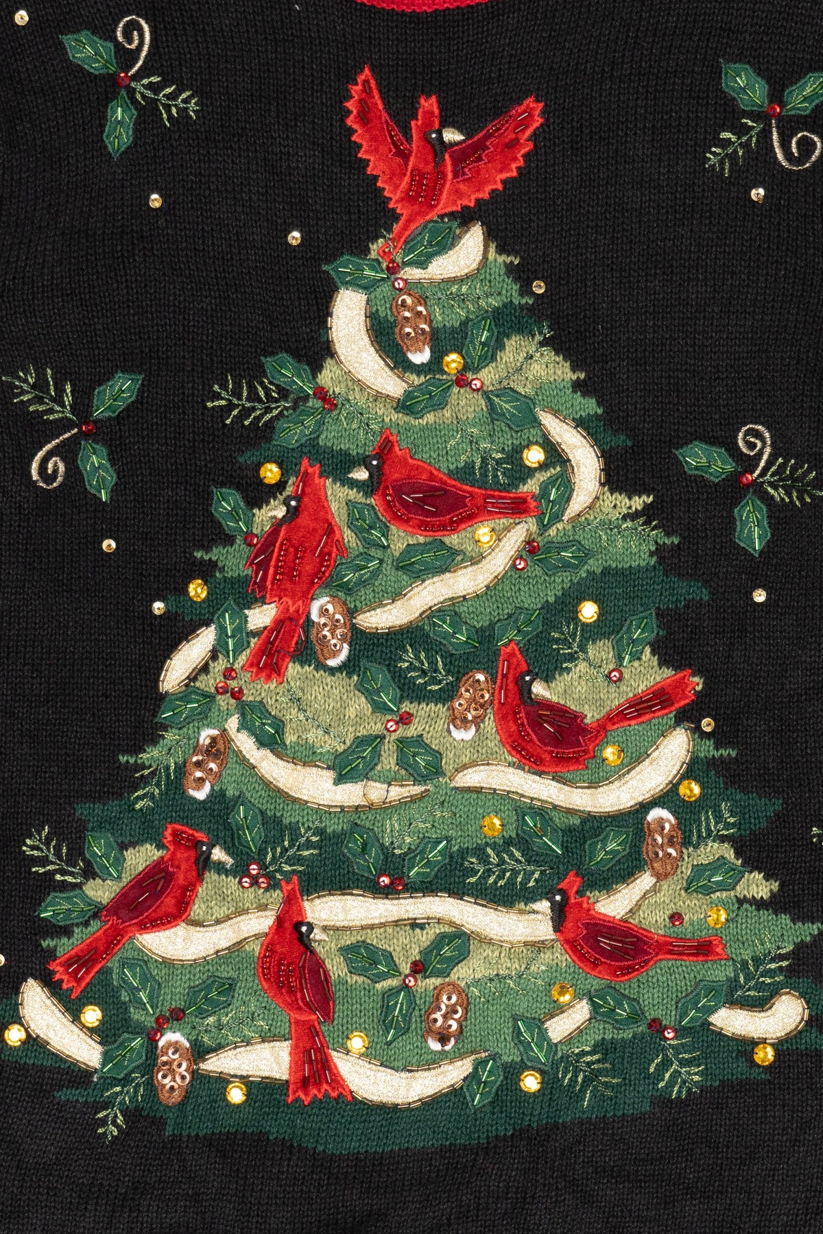 Vintage Black Tiara International Cardinals In Tree Ugly Christmas Pullover (2000s)