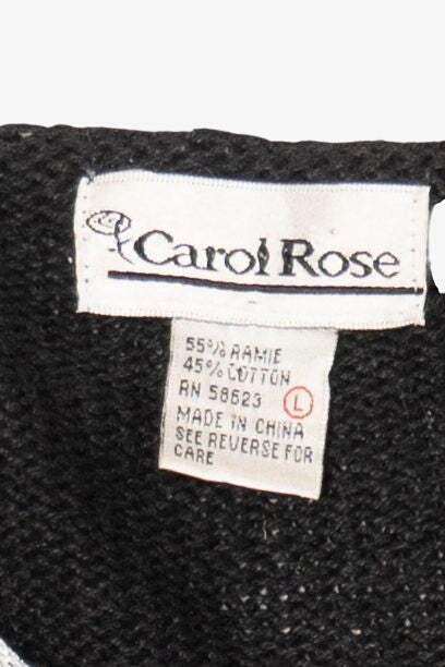 Vintage Black Carol Rose Tree Ugly Christmas Pullover (1990s)