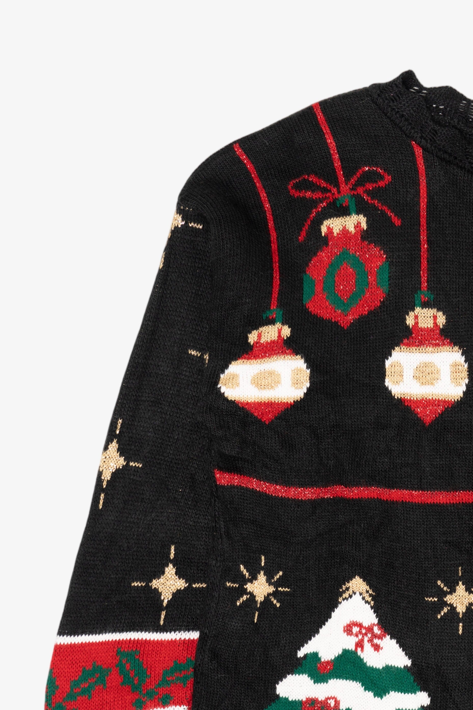 Vintage Black Holiday Time Ugly Christmas Pullover (1980s)
