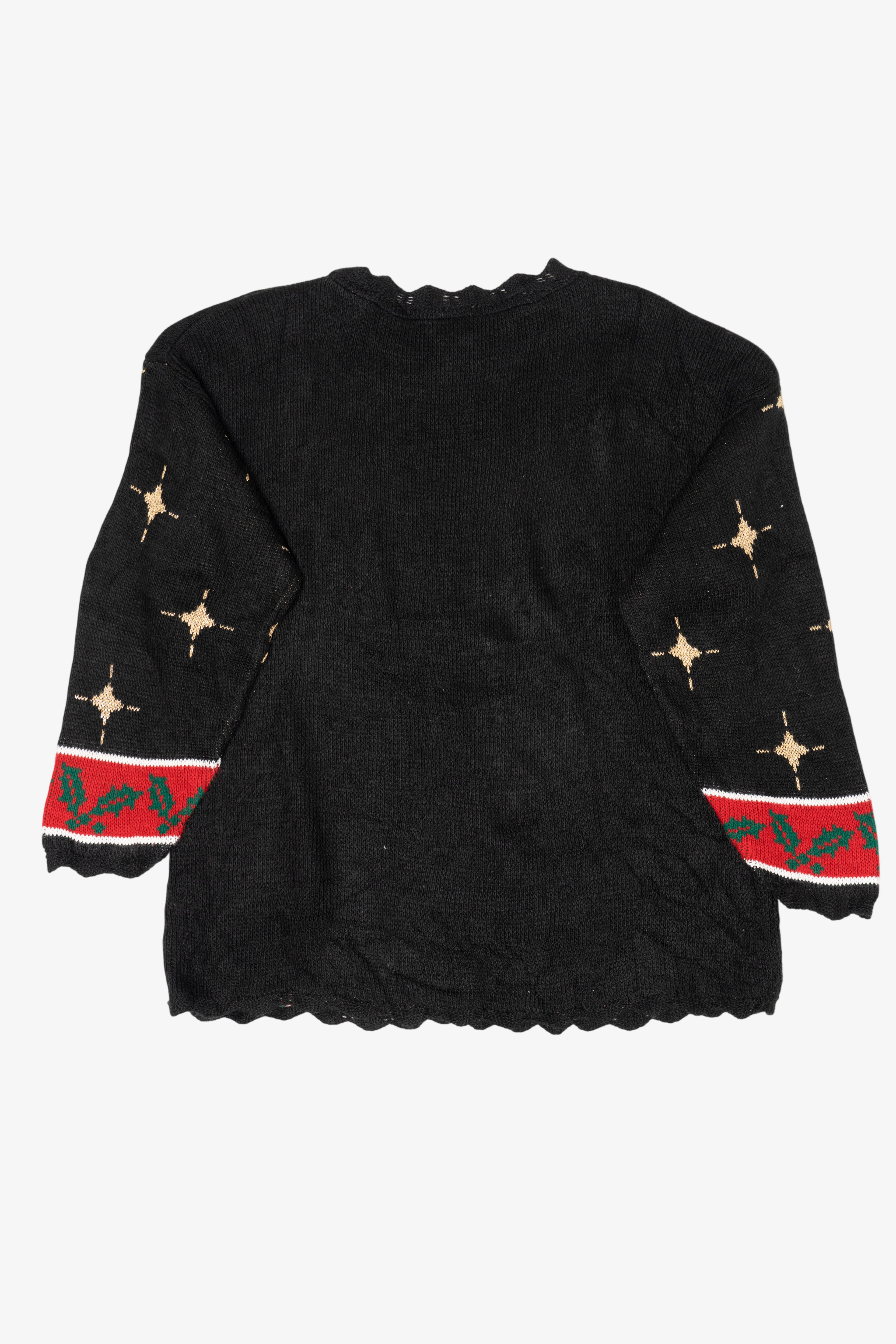 Vintage Black Holiday Time Ugly Christmas Pullover (1980s)