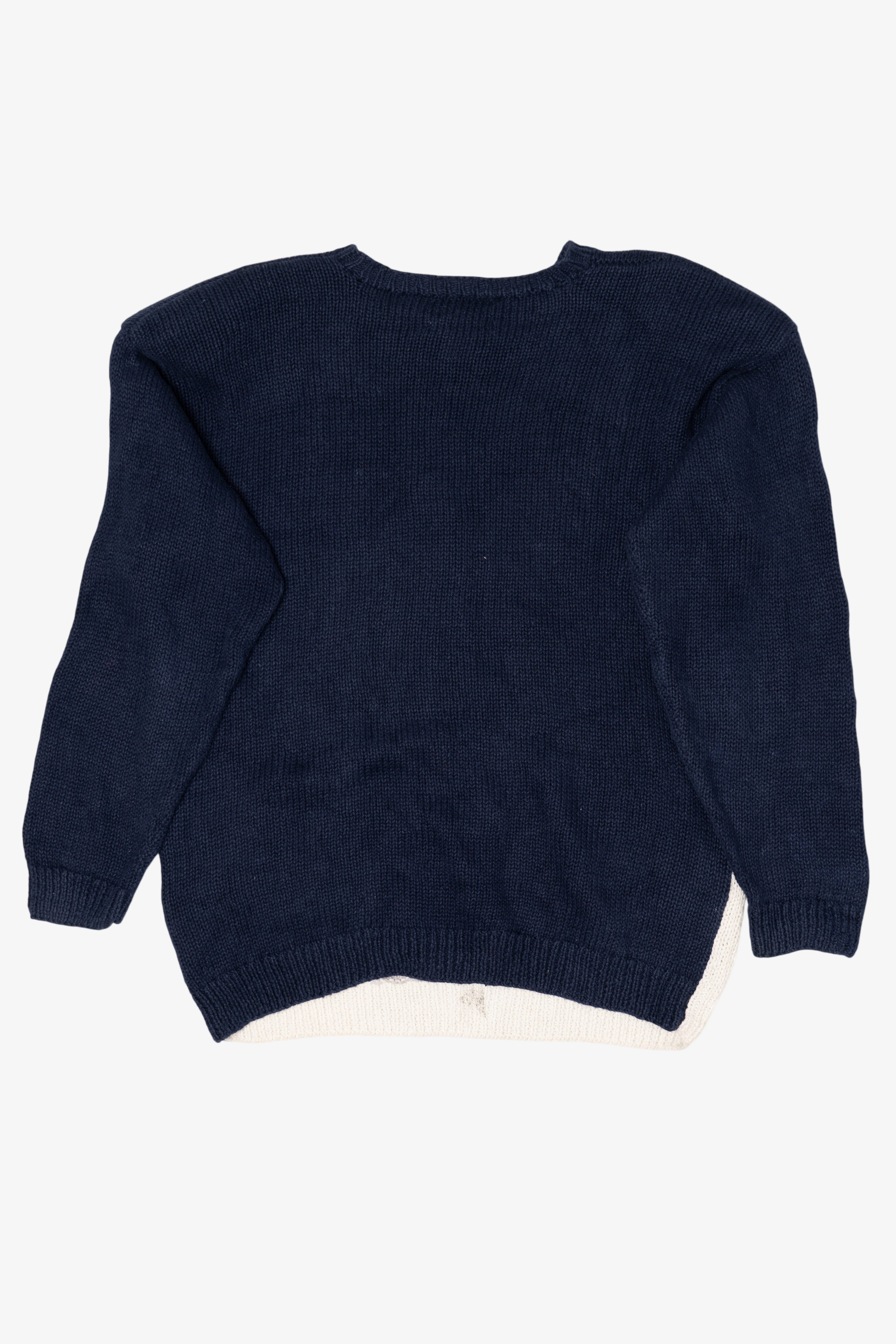 Vintage Hand Knit Navy Blue Talbots Winter House Ugly Christmas Pullover (1990s)