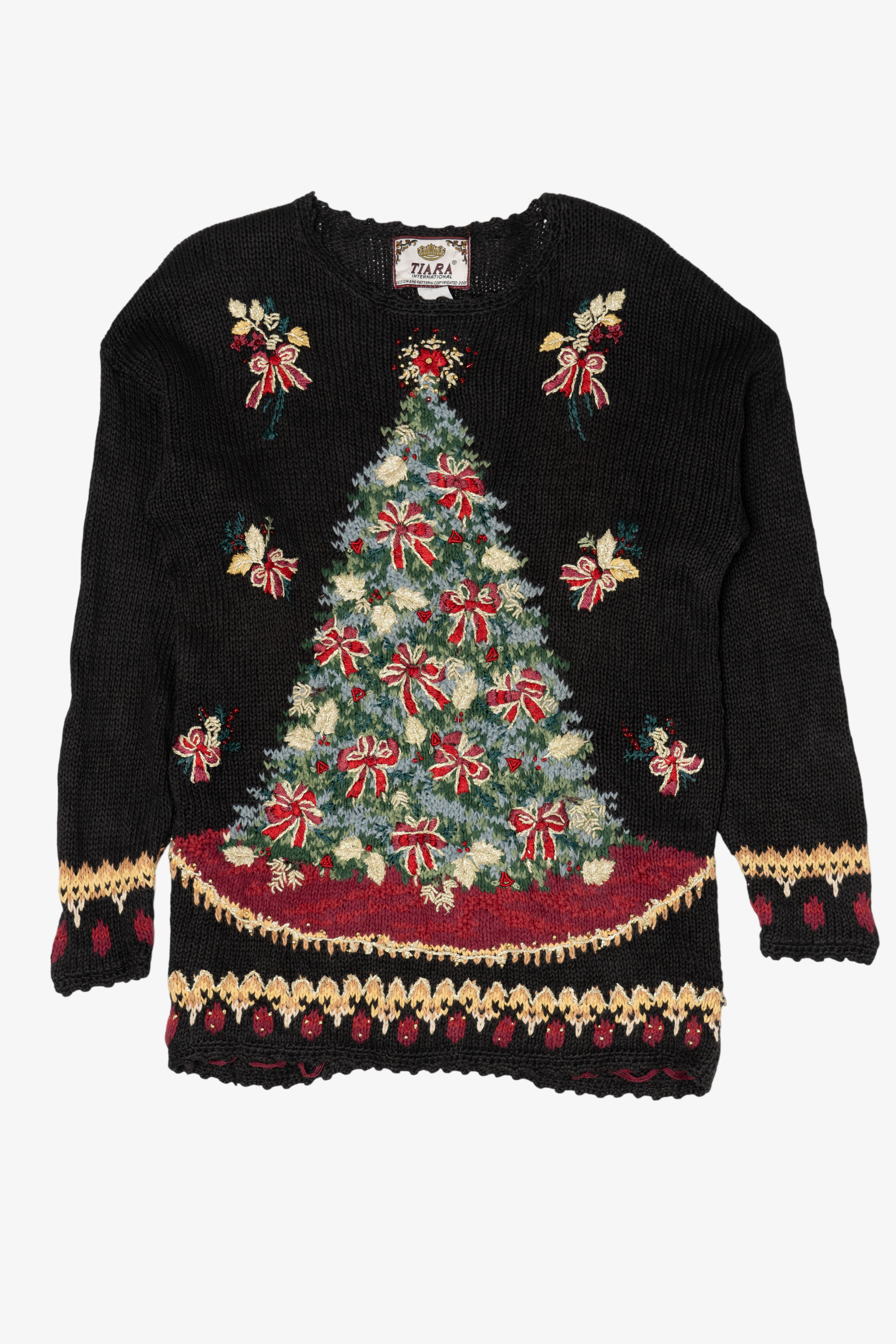 Vintage Black Tiara International Tree Ugly Christmas Pullover (2000s)