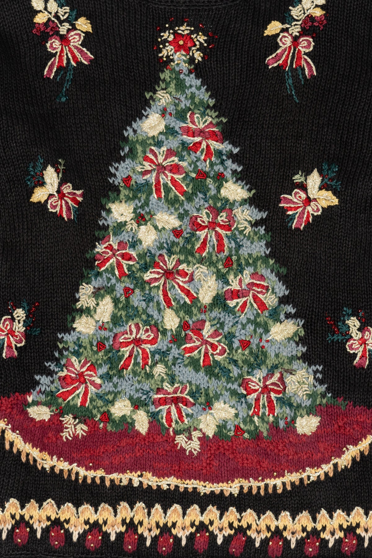 Vintage Black Tiara International Tree Ugly Christmas Pullover (2000s)