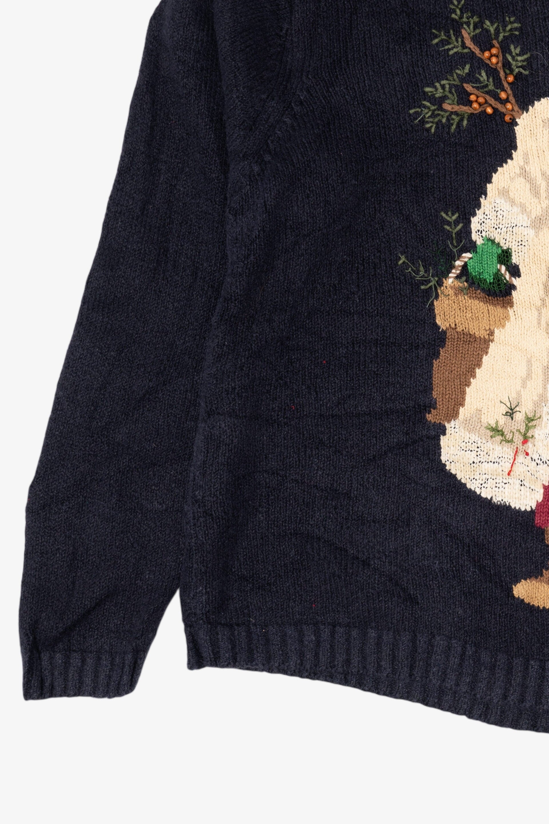 Vintage Navy Blue Talbots Saint Nick Ugly Christmas Pullover (1990s)