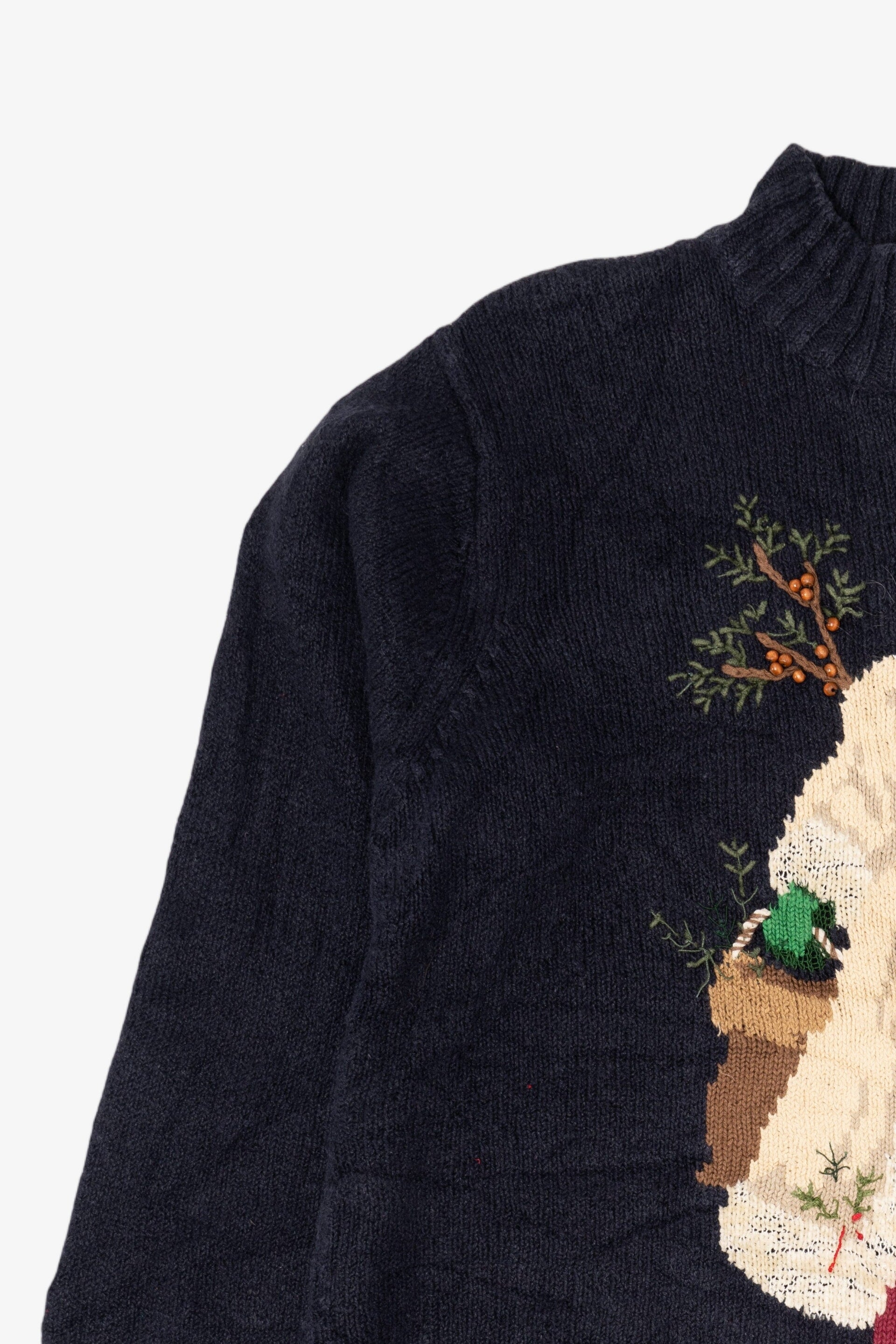 Vintage Navy Blue Talbots Saint Nick Ugly Christmas Pullover (1990s)