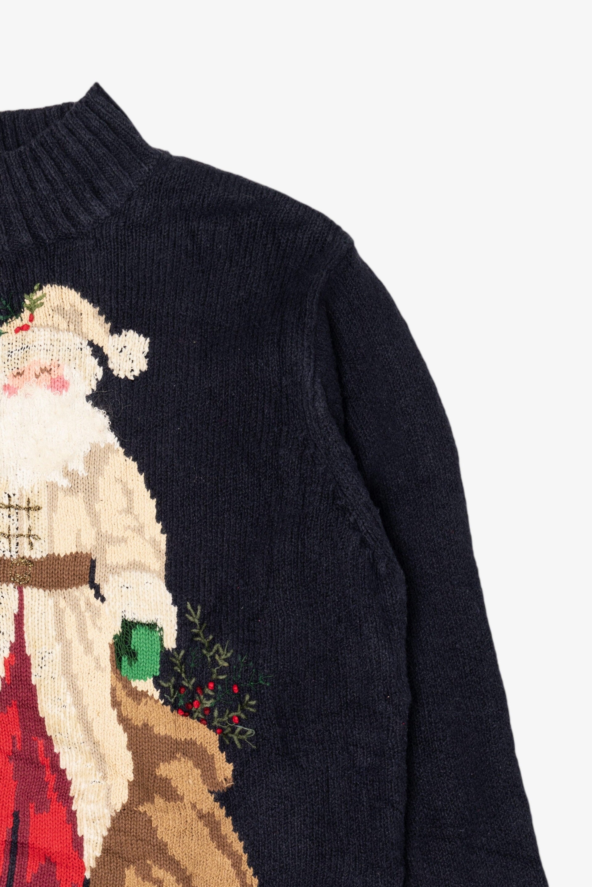 Vintage Navy Blue Talbots Saint Nick Ugly Christmas Pullover (1990s)
