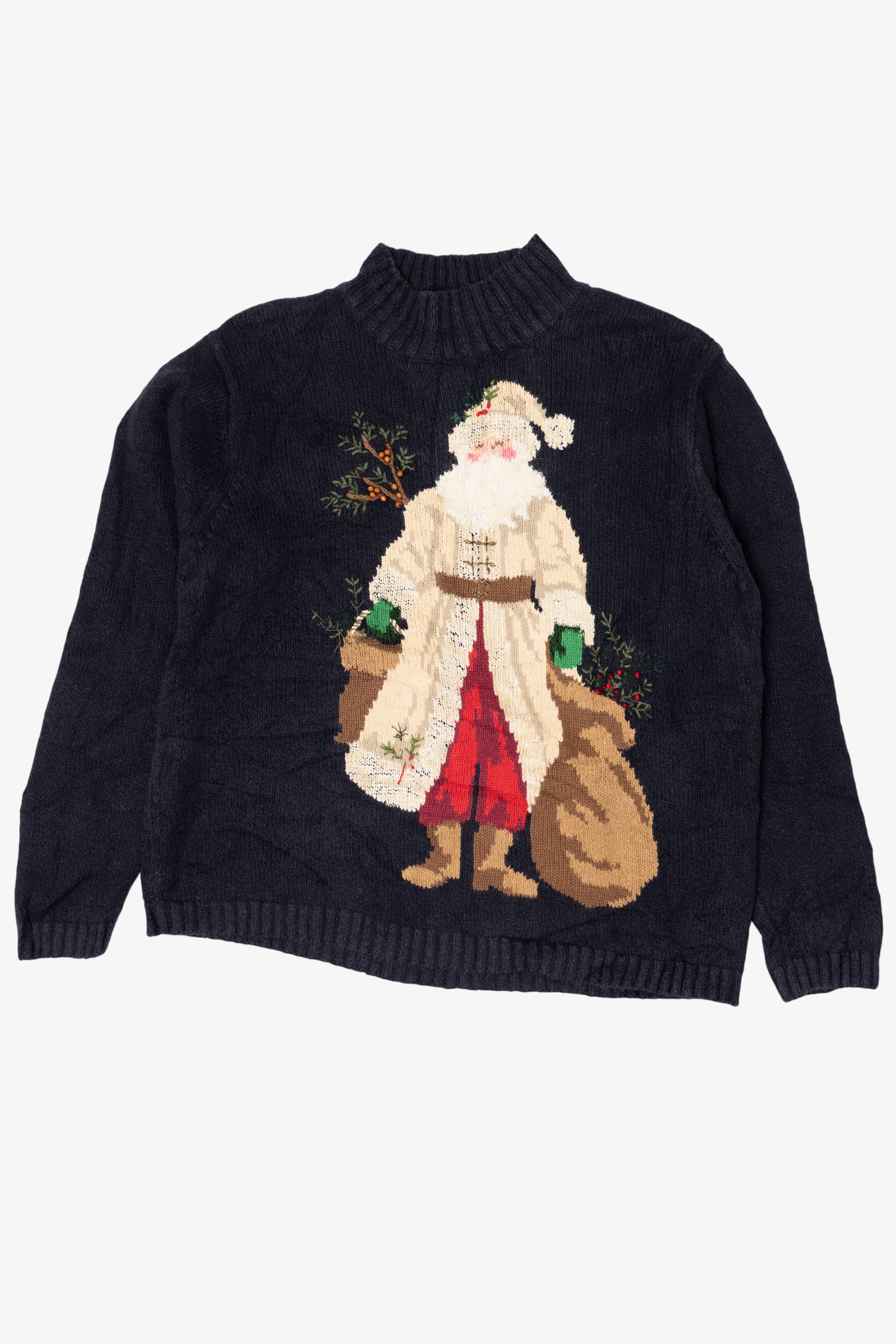 Vintage Navy Blue Talbots Saint Nick Ugly Christmas Pullover (1990s)