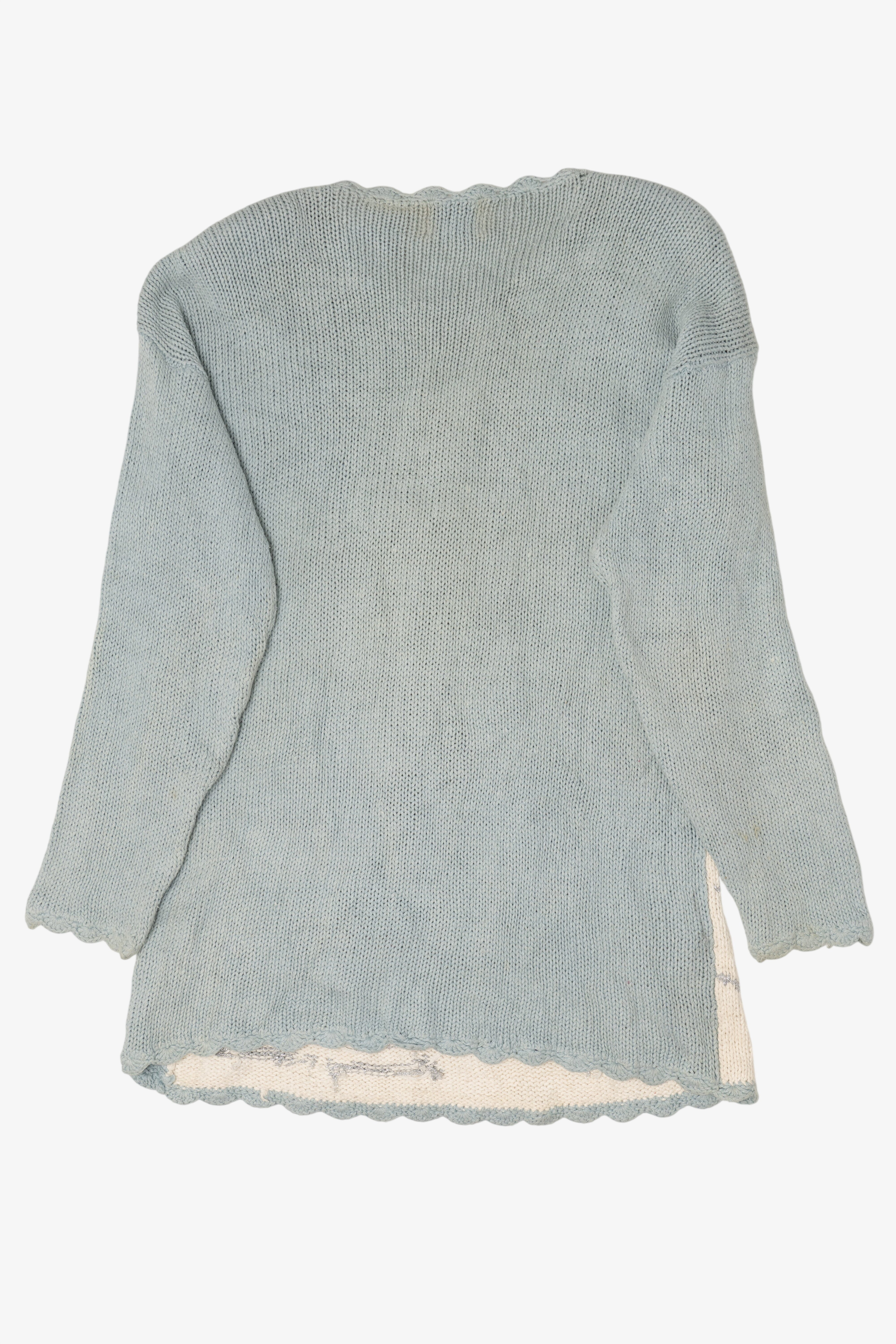 Vintage Light Blue Kathie Lee Tree Ugly Christmas Pullover (1990s)