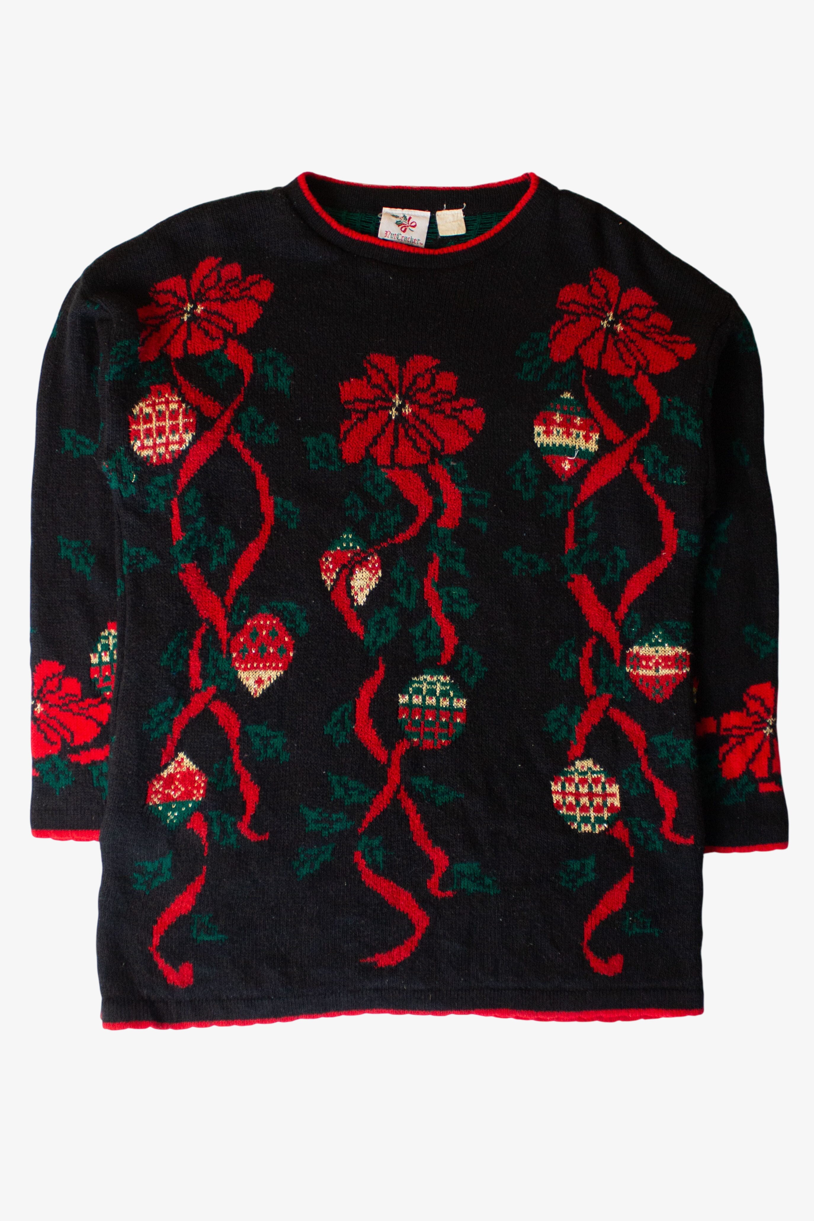 Vintage Black Ornaments Ugly Christmas Sweater (1990s)