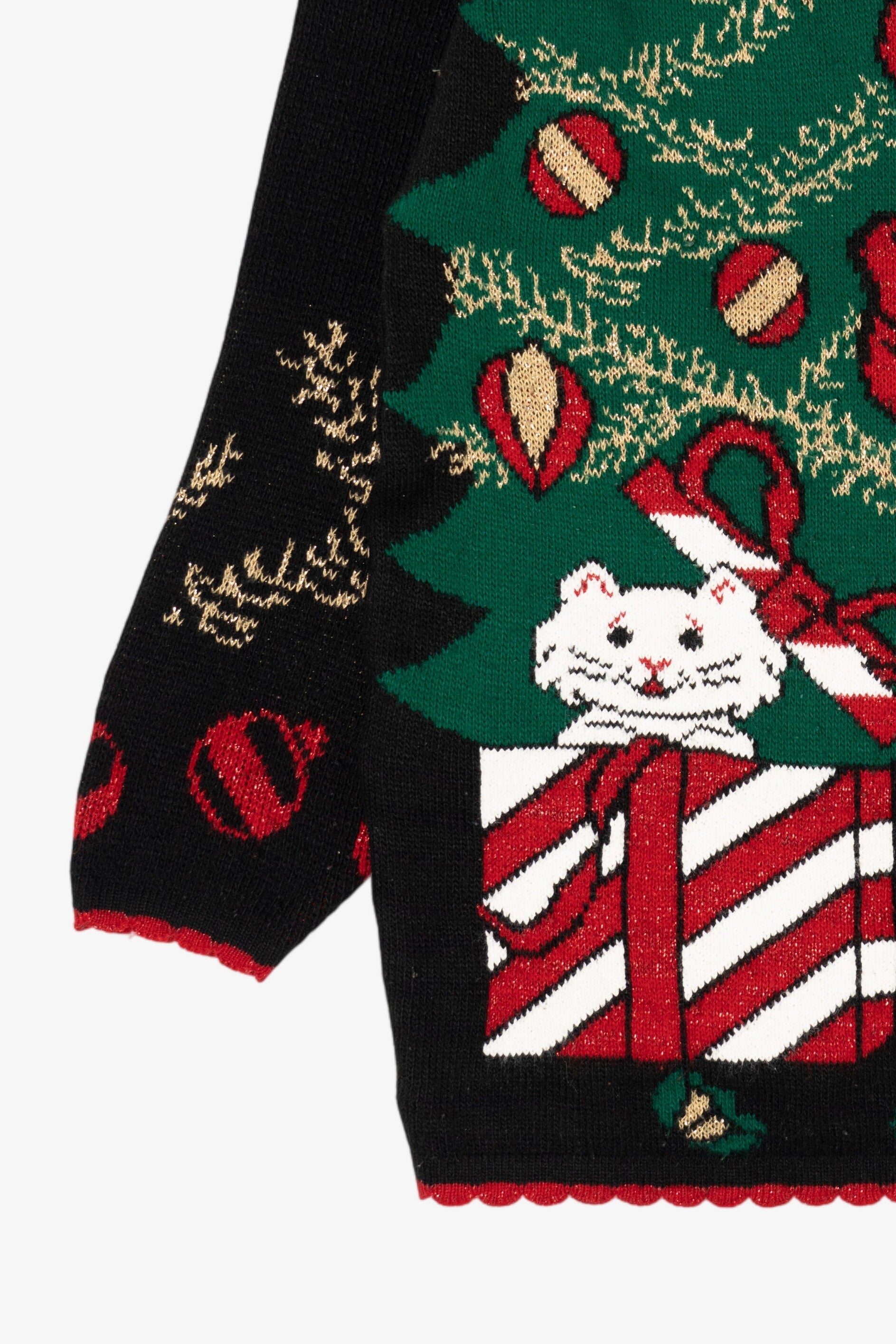 Vintage Black Unknown Cats Ugly Christmas Pullover (1990s)