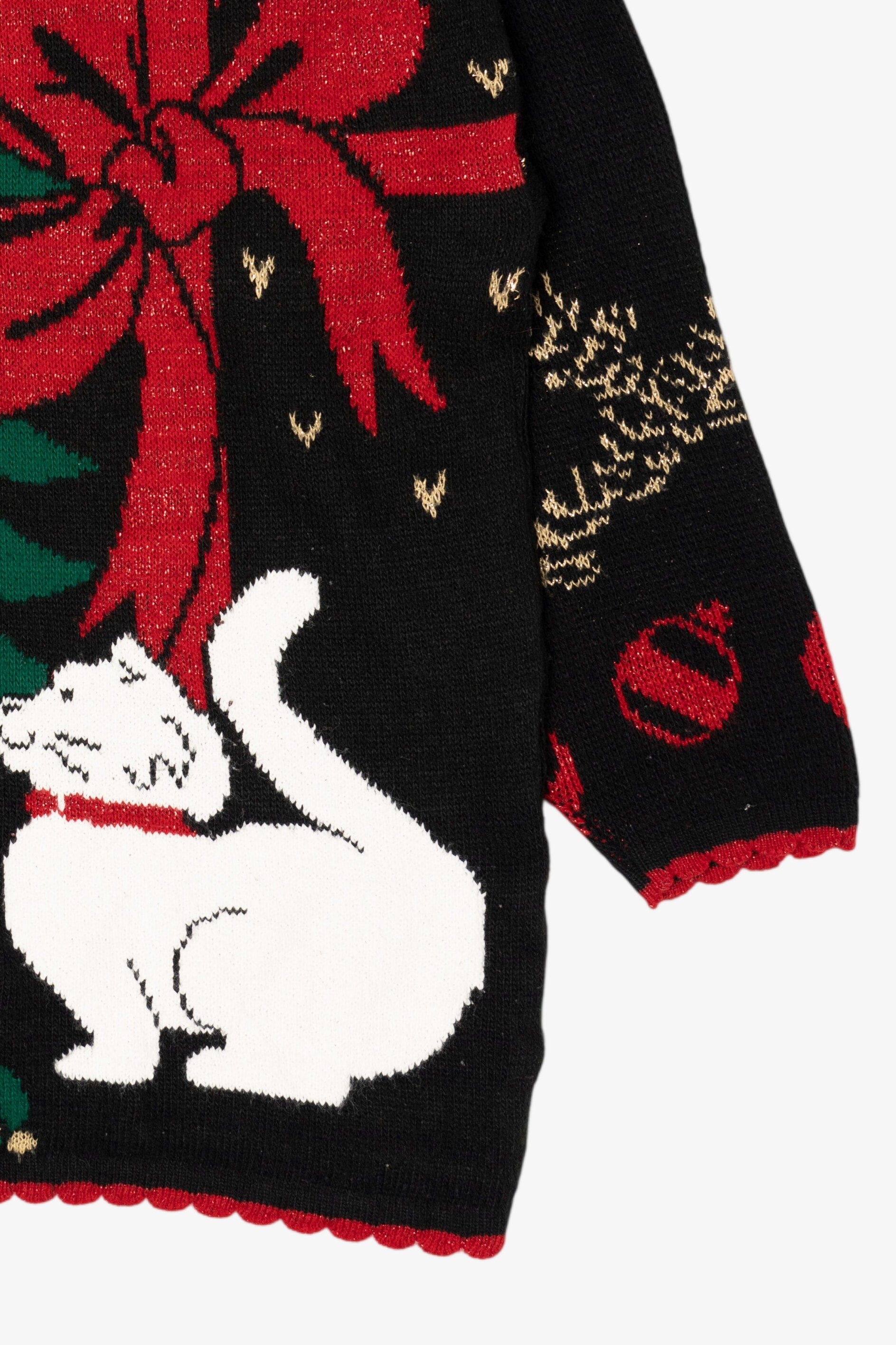 Vintage Black Unknown Cats Ugly Christmas Pullover (1990s)