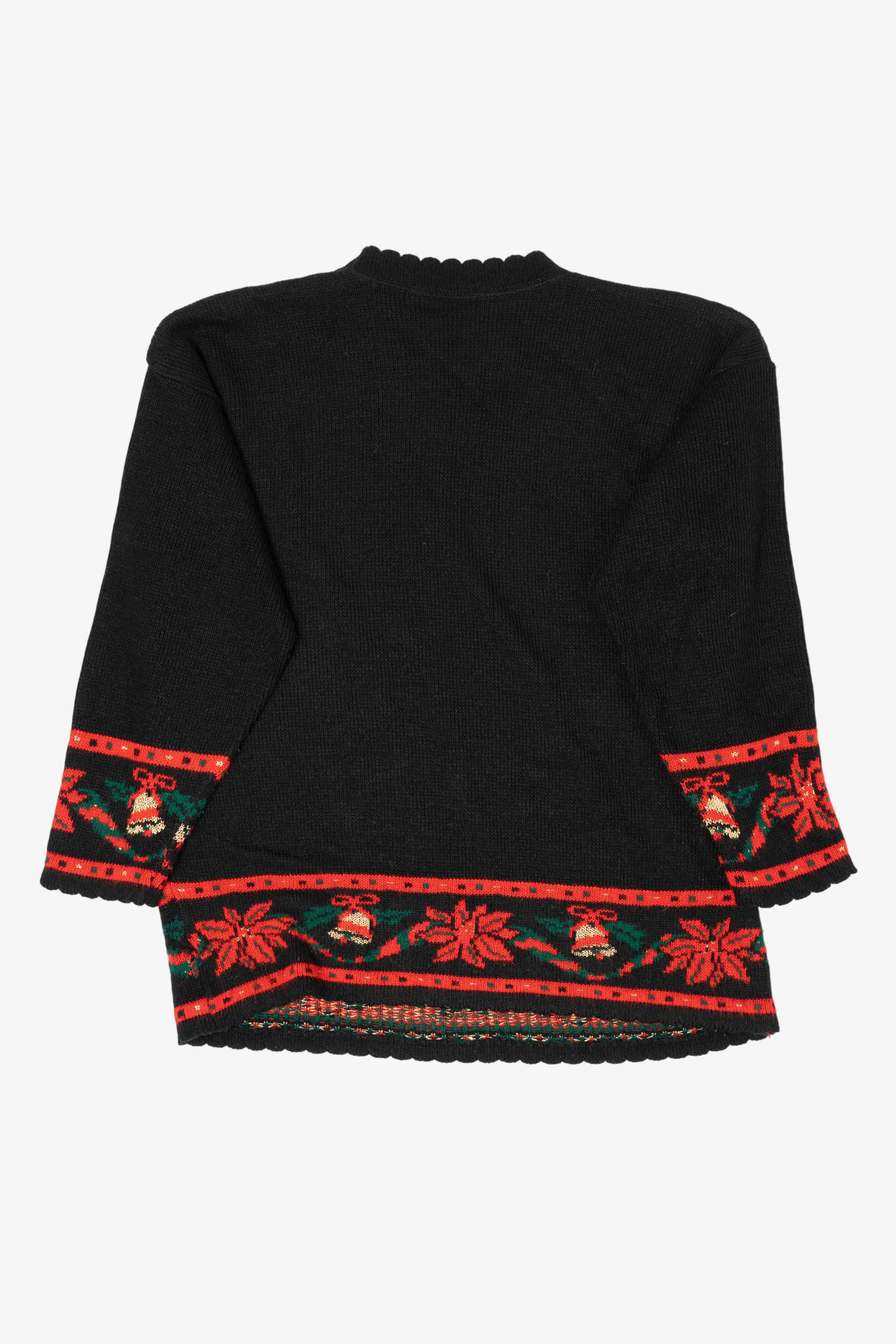 Vintage Black Nutcracker Wreaths Ugly Christmas Pullover (1980s)