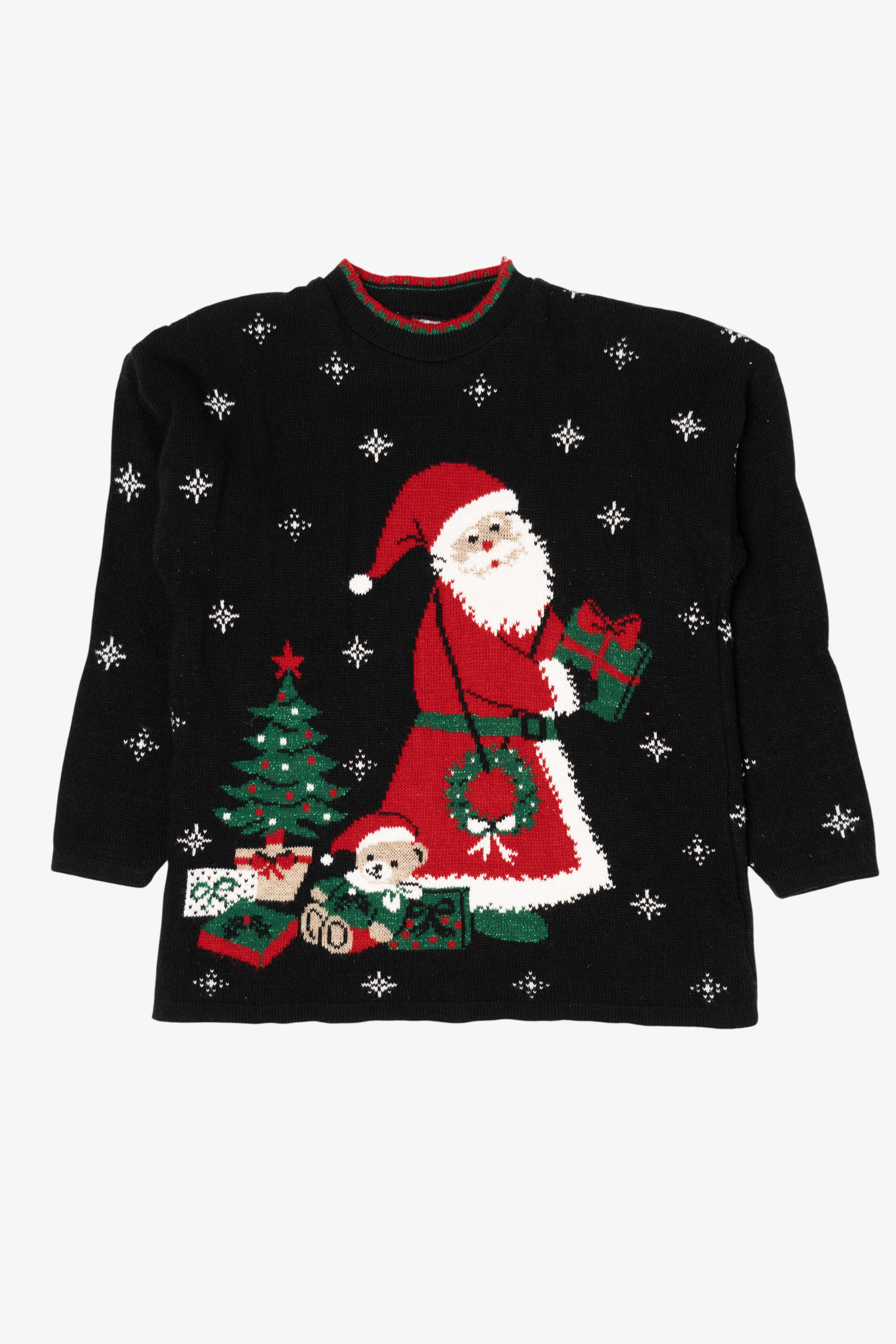Vintage Black Santa Ugly Christmas Pullover (1990s)