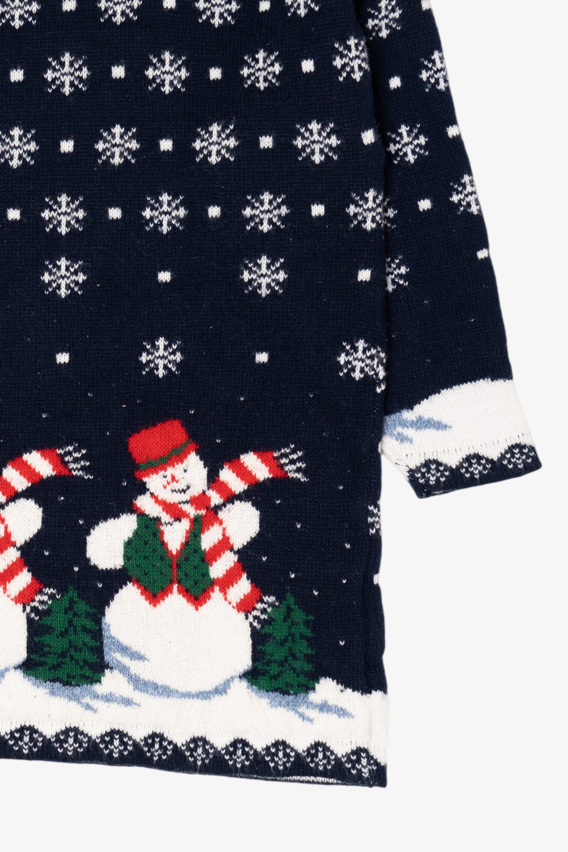 Vintage Navy Blue Snowmen Ugly Christmas Pullover (1990s)