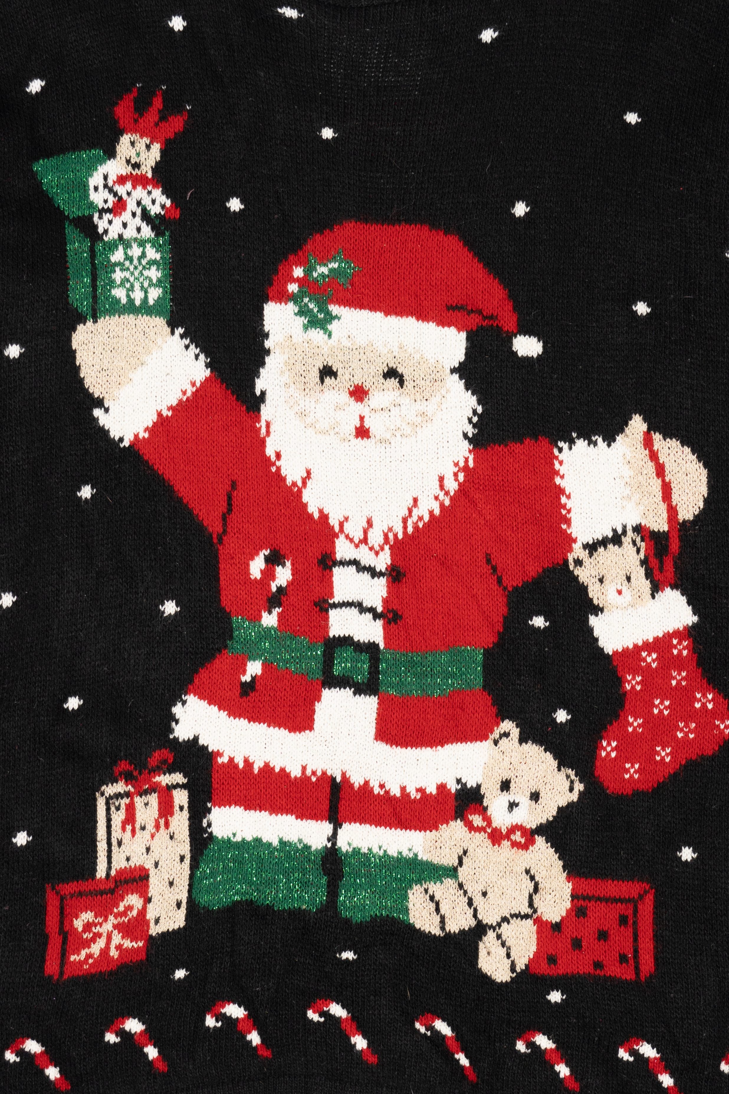 Vintage Black Nutcracker Santa Ugly Christmas Pullover (1980s)