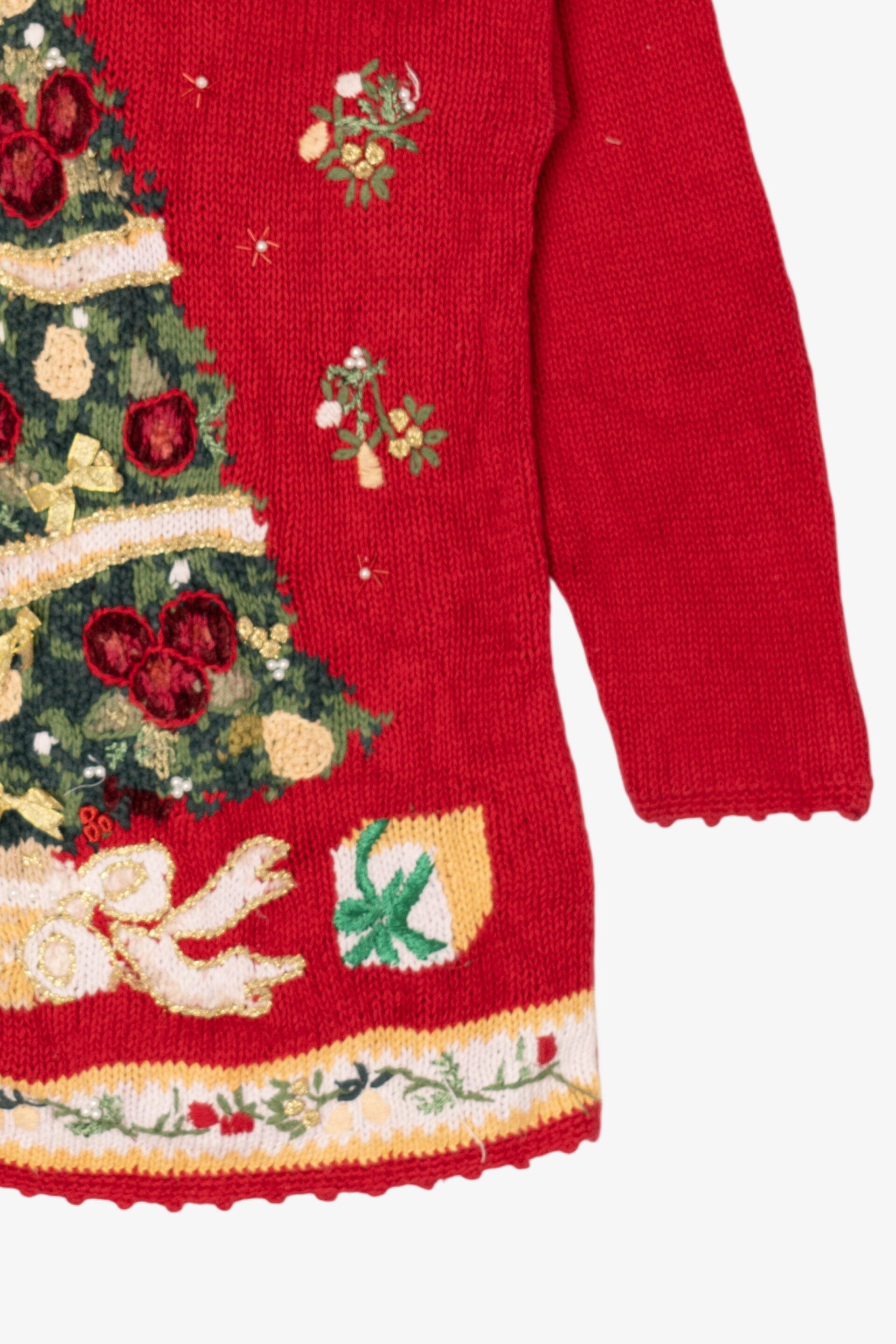 Vintage Red Presents Under The Trees Ugly Christmas Pullover (1990s)