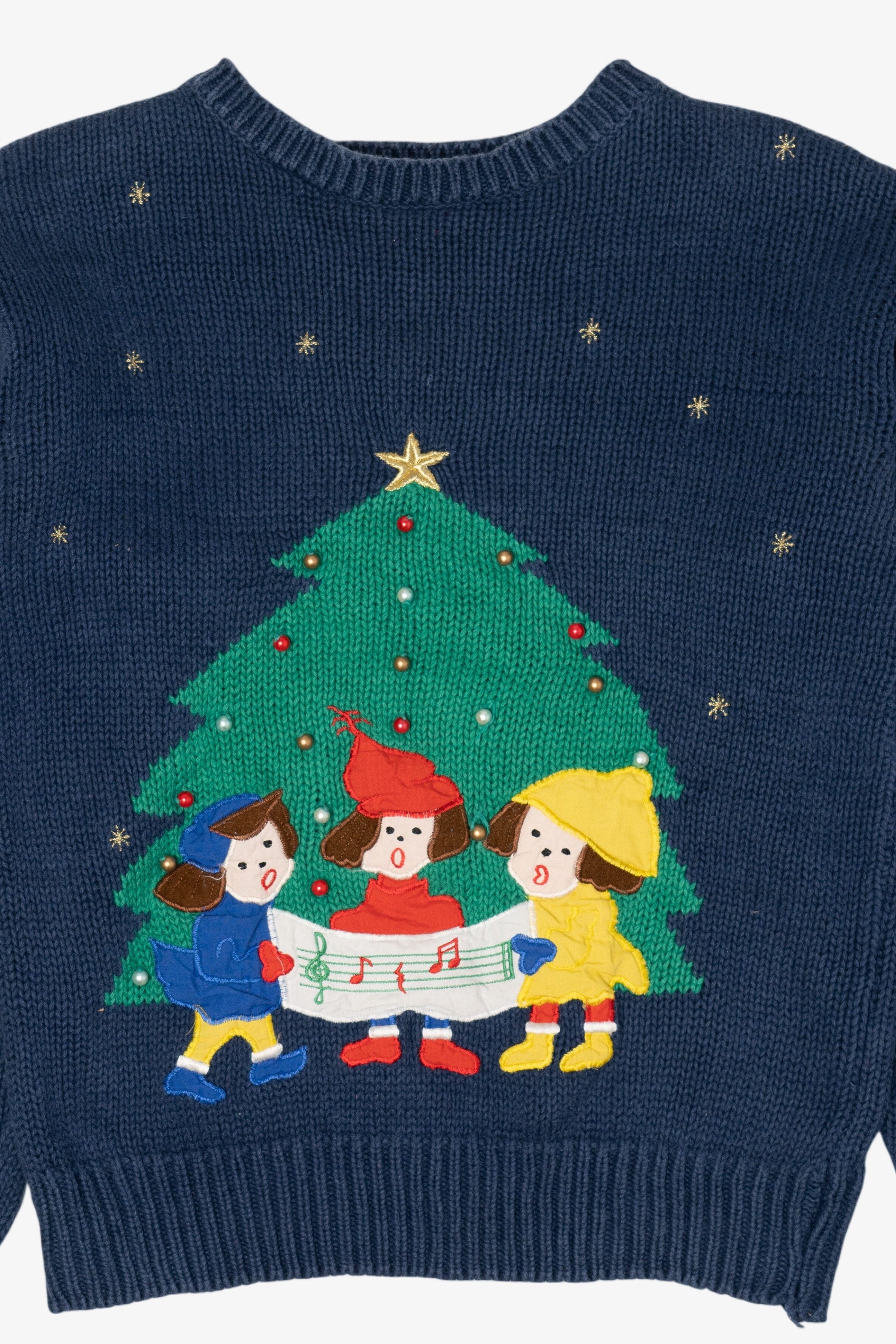 Vintage Blue SML Sport Caroling Ugly Christmas Pullover (1990s)
