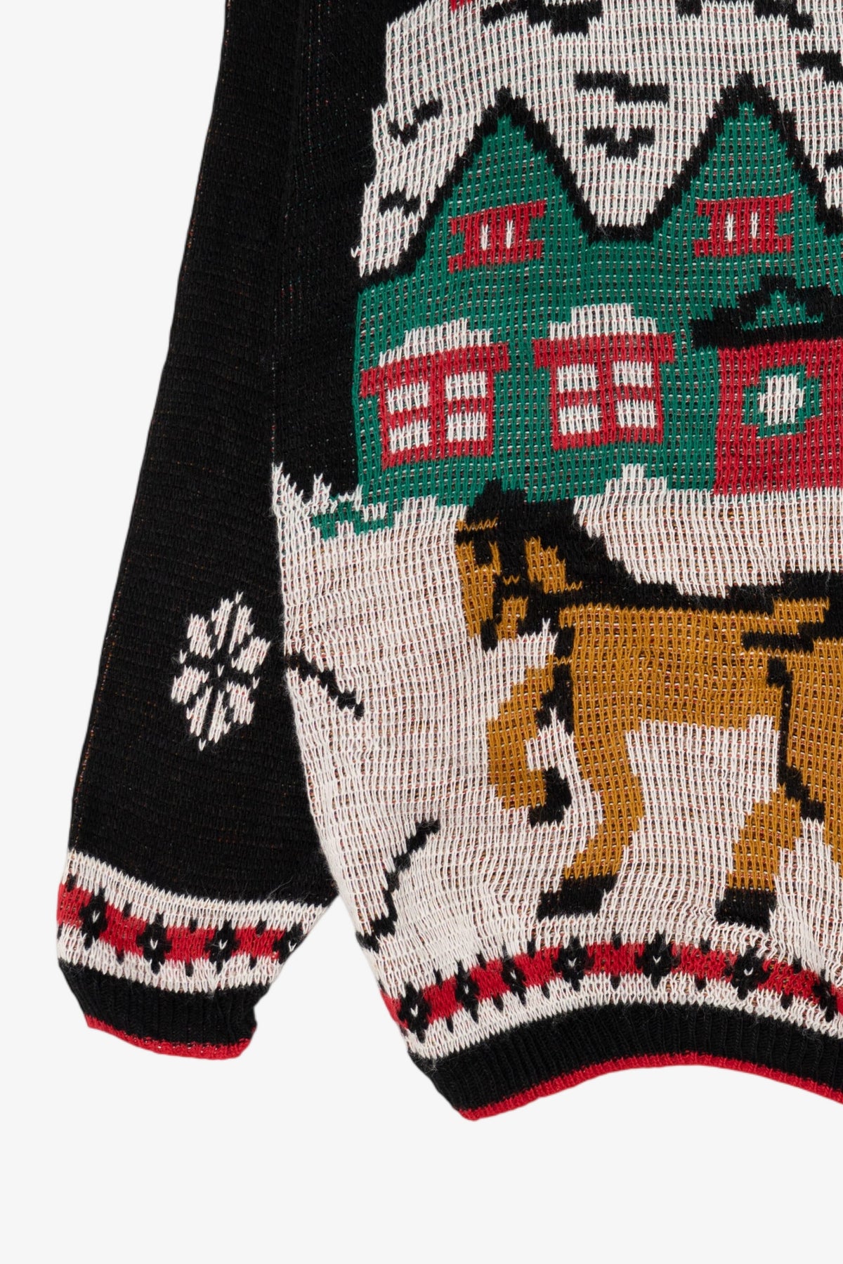 Vintage Black Sleigh Ride American Sweater Ugly Christmas Pullover (1980s)
