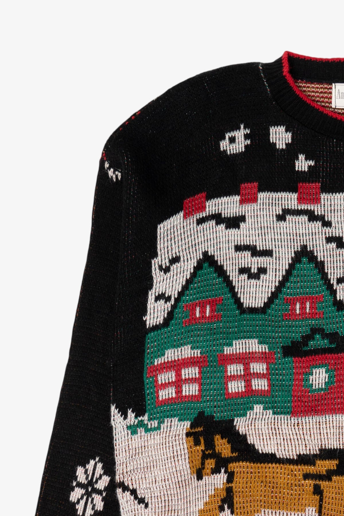 Vintage Black Sleigh Ride American Sweater Ugly Christmas Pullover (1980s)