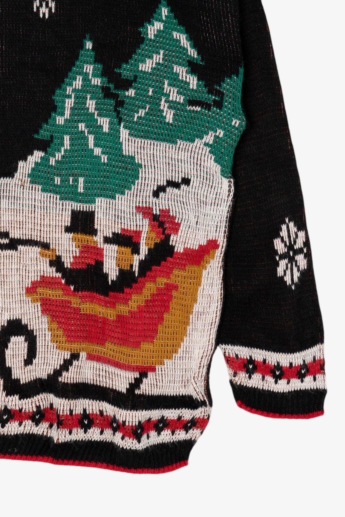 Vintage Black Sleigh Ride American Sweater Ugly Christmas Pullover (1980s)