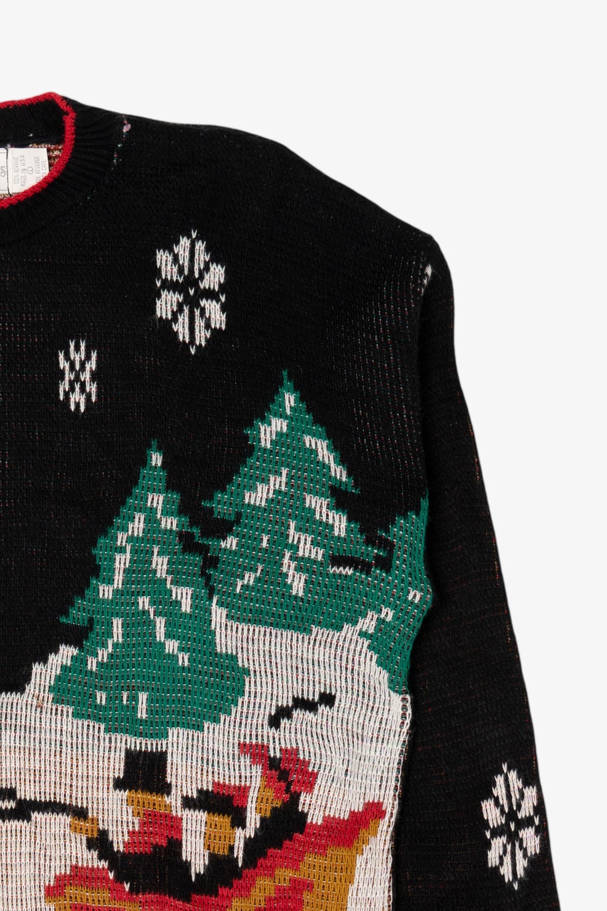 Vintage Black Sleigh Ride American Sweater Ugly Christmas Pullover (1980s)