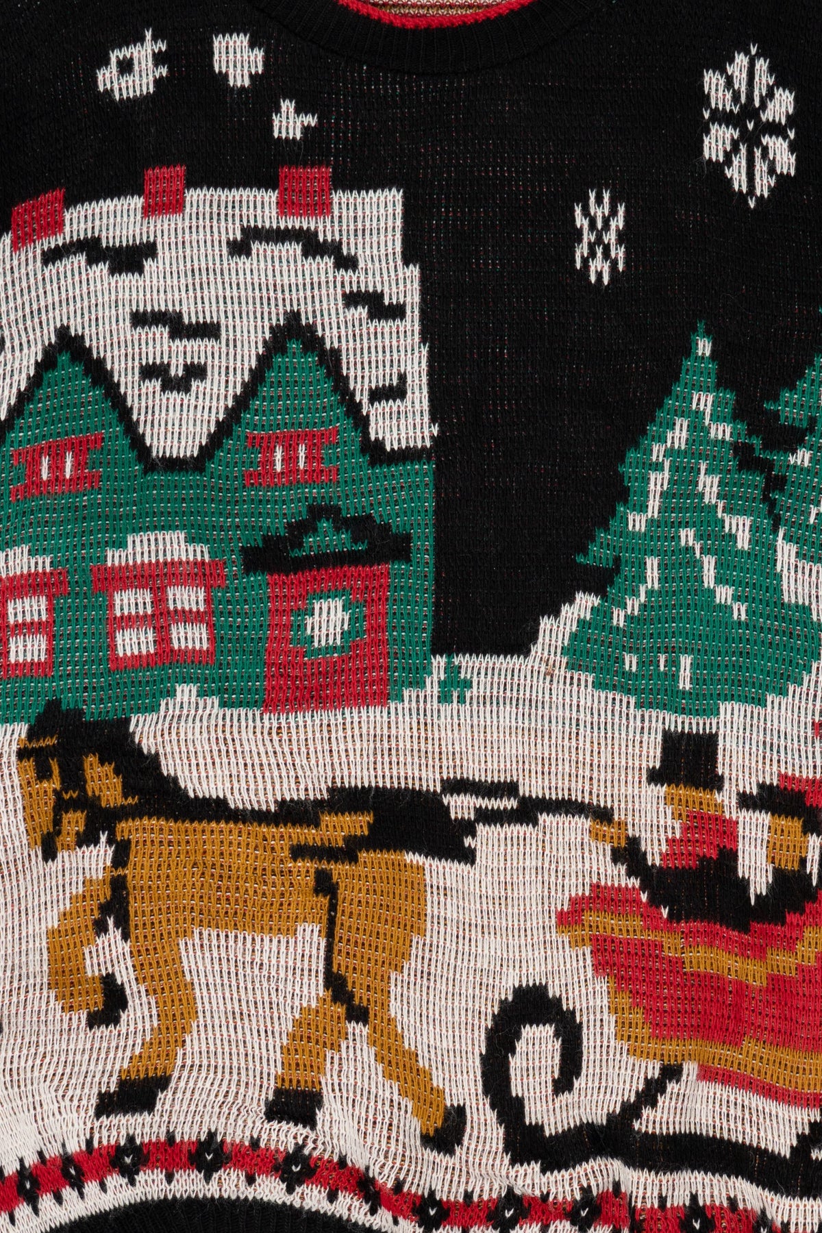 Vintage Black Sleigh Ride American Sweater Ugly Christmas Pullover (1980s)