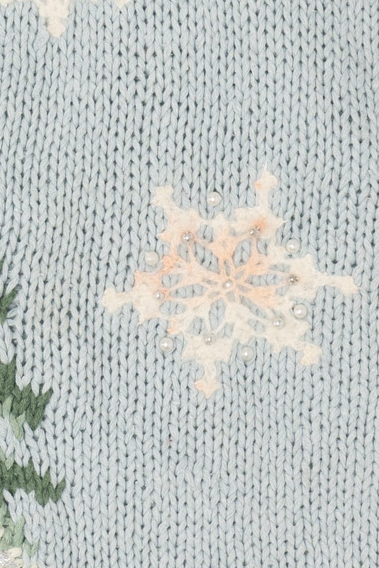 Vintage Light Blue Kathie Lee Tree Ugly Christmas Pullover (1990s)