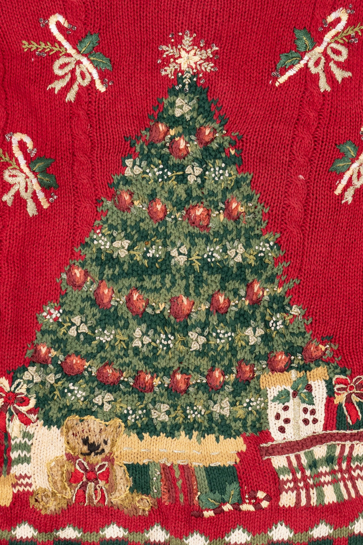 Vintage Red Heirloom Collectible Tree Ugly Christmas Pullover (2000s)