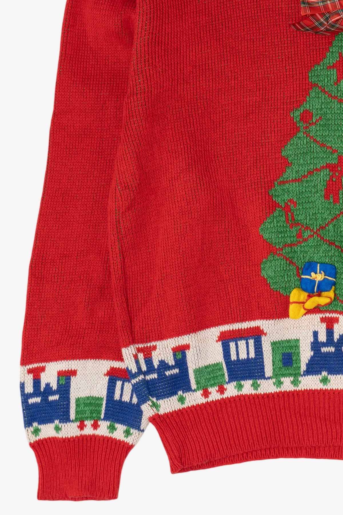 Vintage Red Touchy Subject Santa Ugly Christmas Graphic Sweater (1980s)