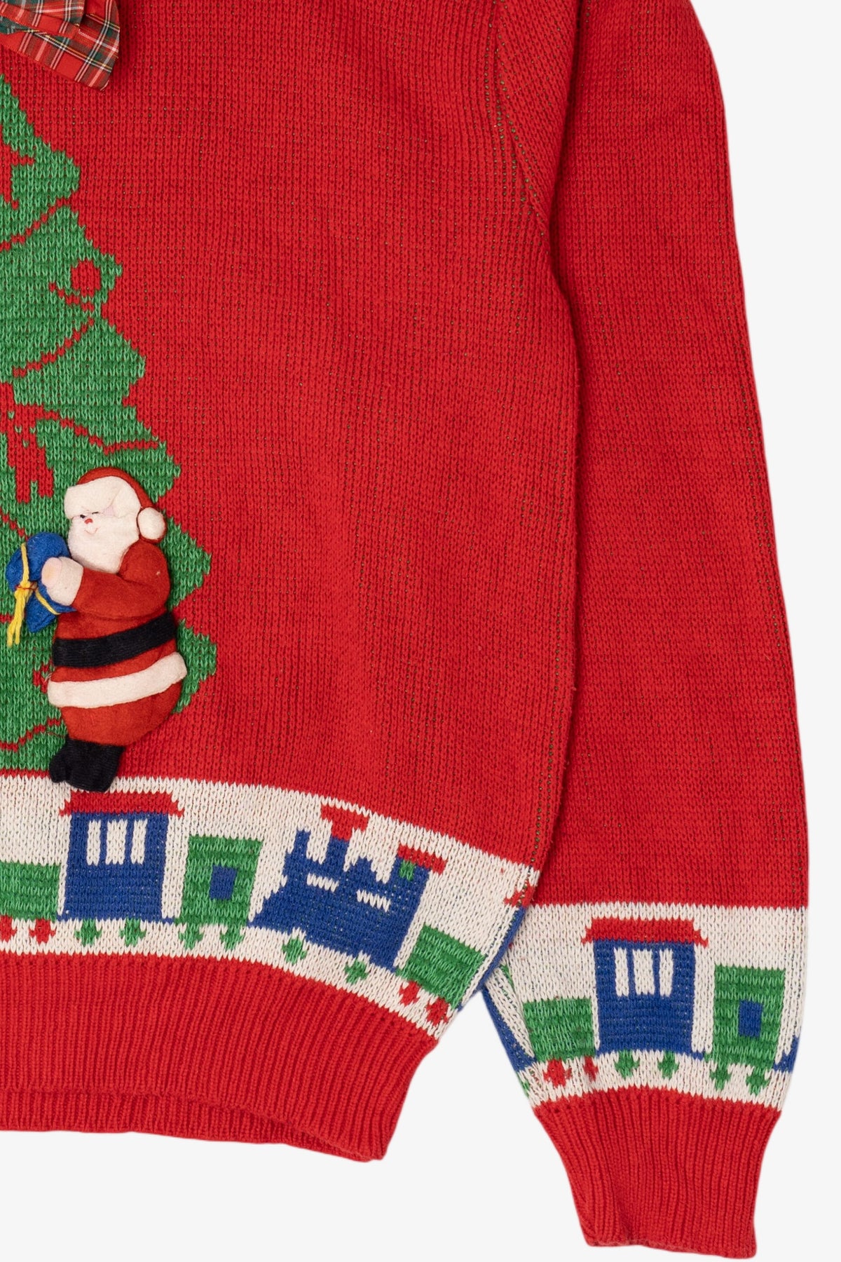 Vintage Red Touchy Subject Santa Ugly Christmas Graphic Sweater (1980s)