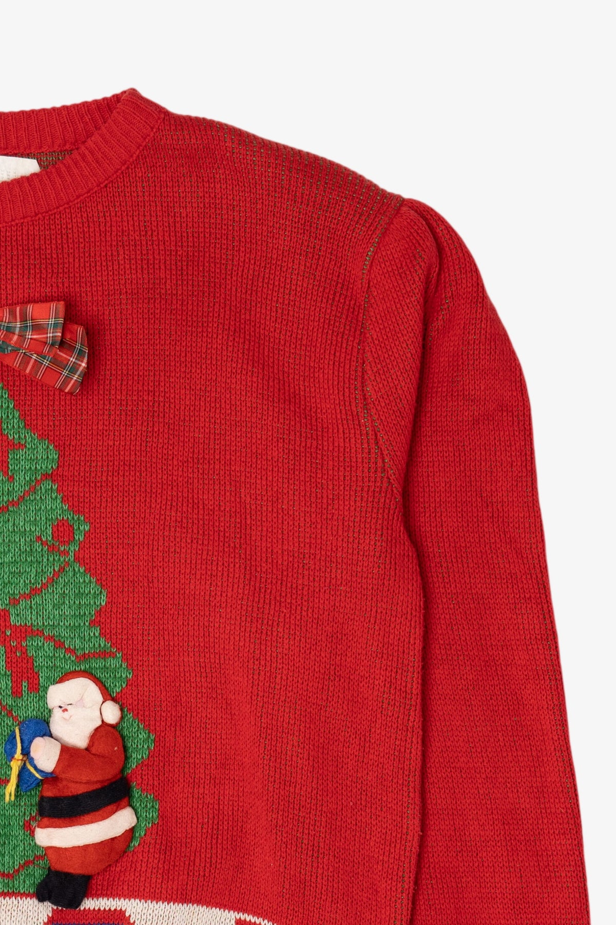 Vintage Red Touchy Subject Santa Ugly Christmas Graphic Sweater (1980s)