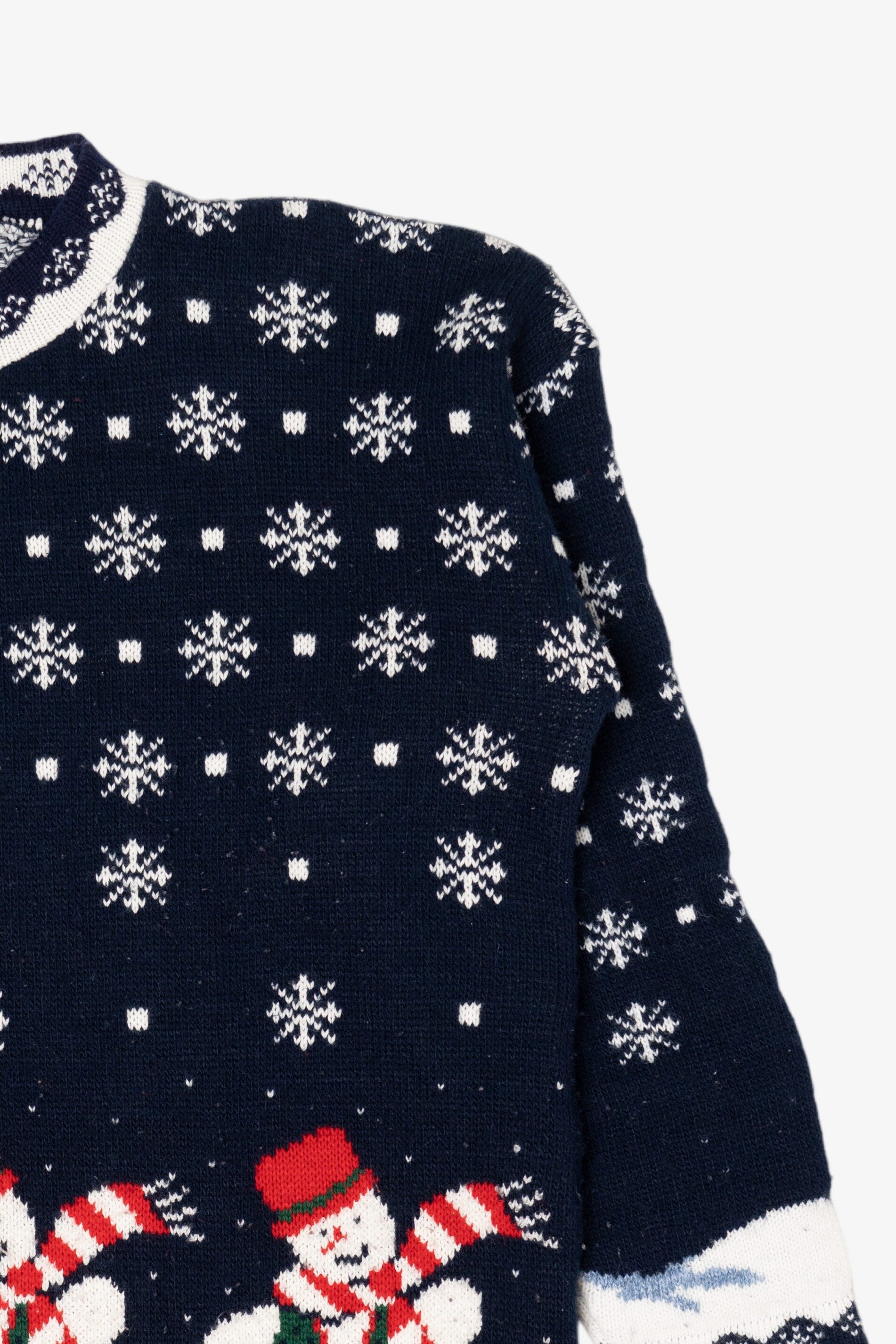 Vintage Blue Snowmen Ugly Christmas Pullover (1990s)