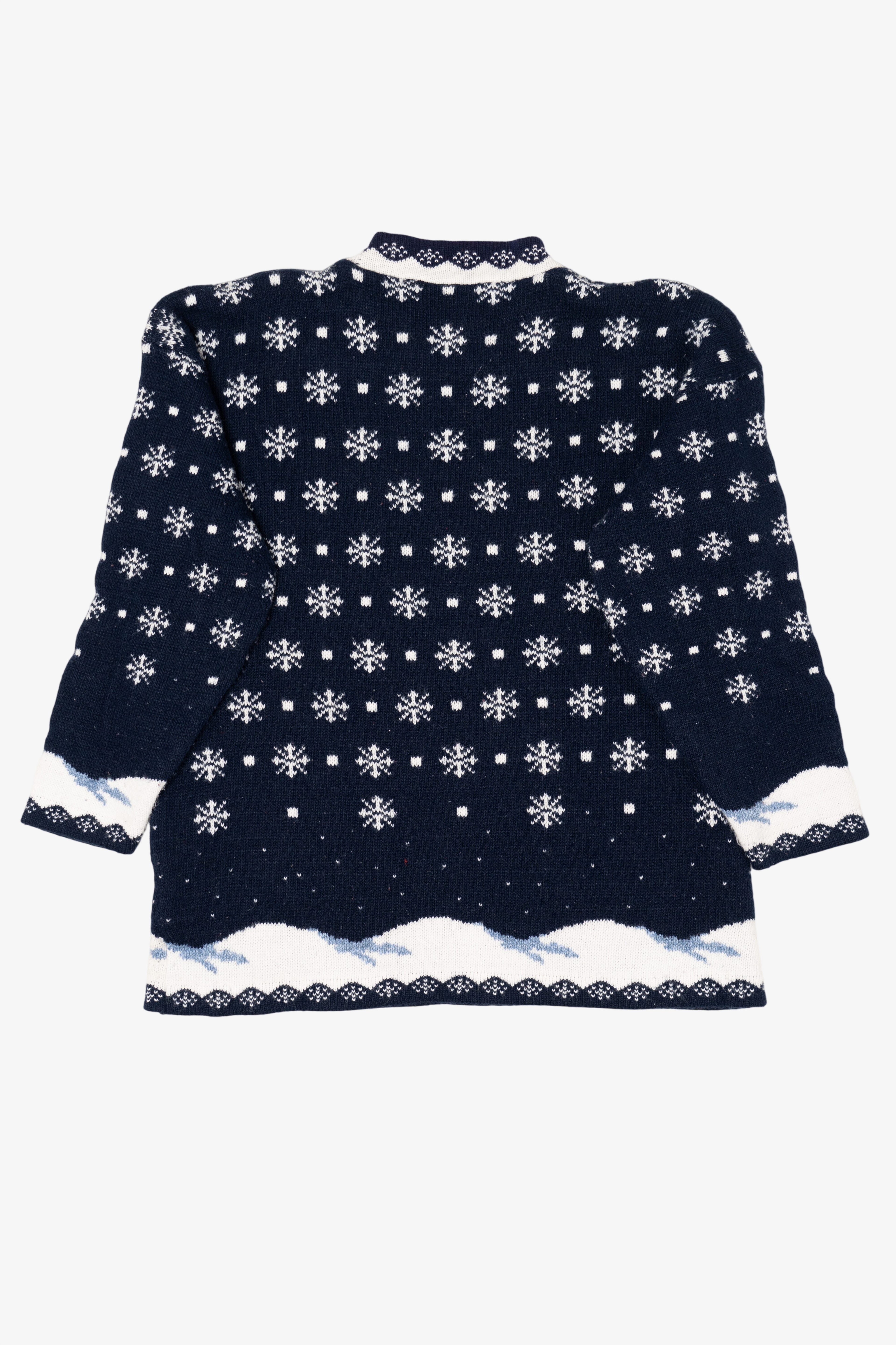 Vintage Blue Snowmen Ugly Christmas Pullover (1990s)