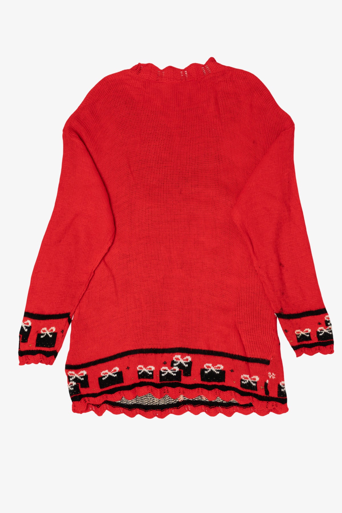 Vintage Red Classic Elements Snowmen Ugly Christmas Pullover (1990s)