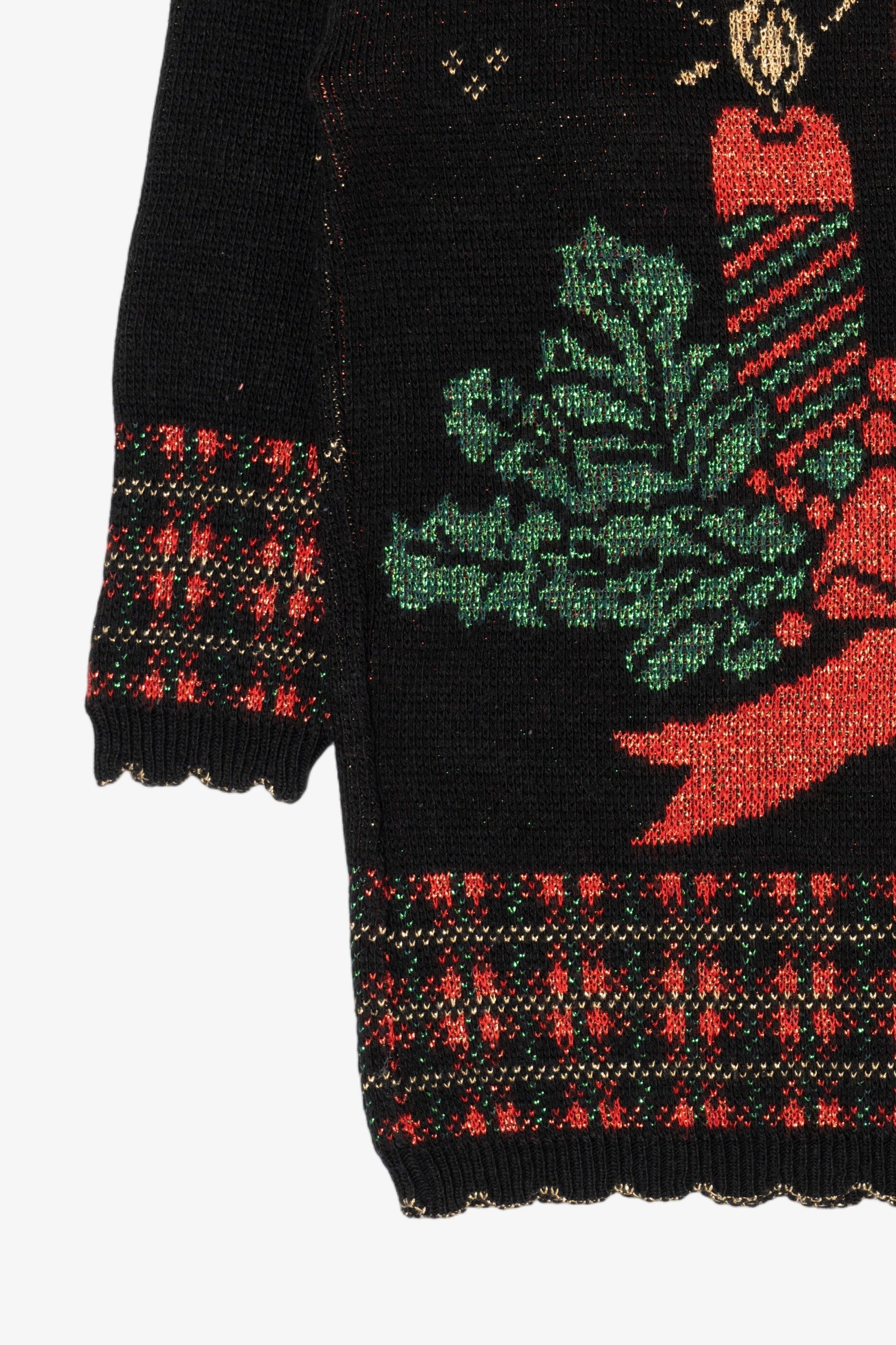 Vintage Black Holiday Time Candles Ugly Christmas Pullover (1990s)