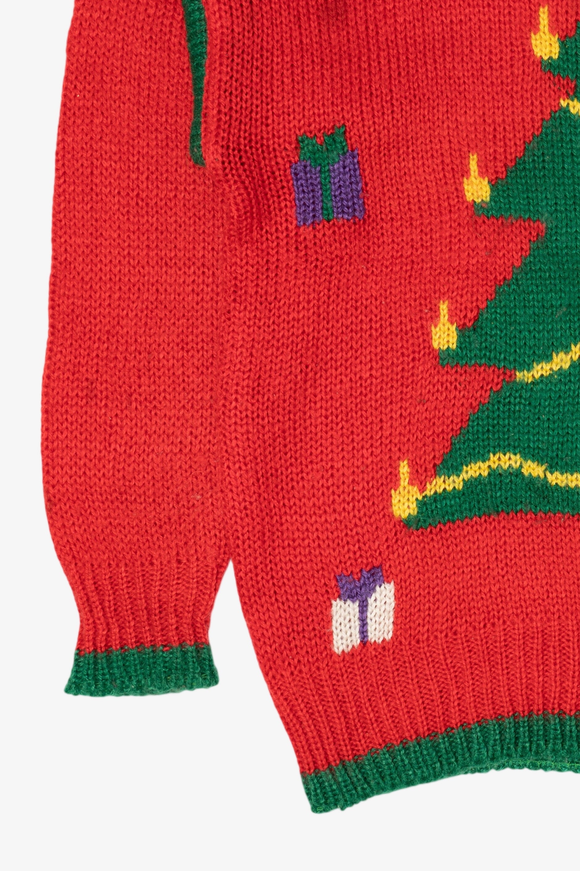 Vintage Red Nut Cracker Trees Ugly Christmas Pullover (1980s)