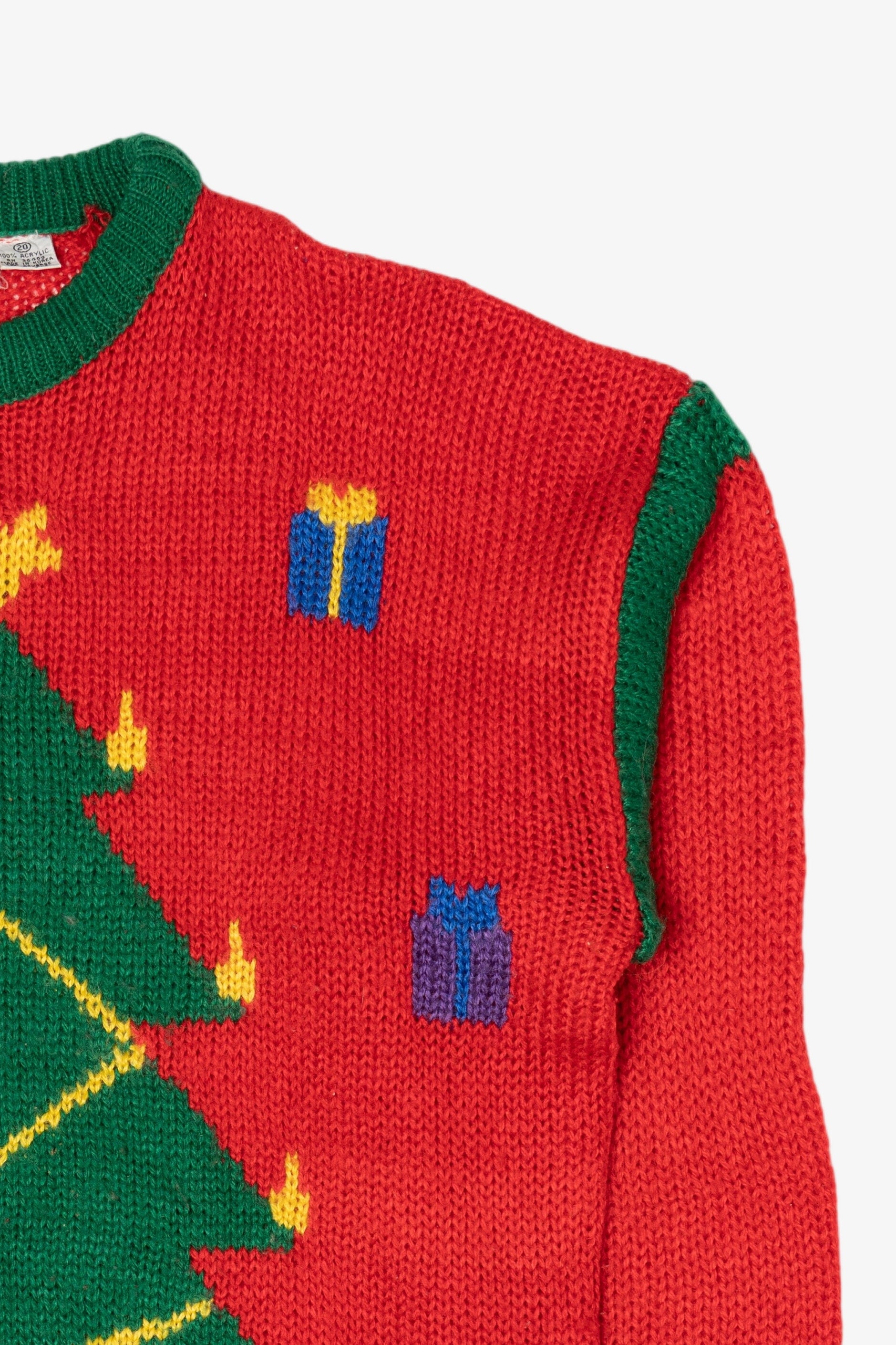 Vintage Red Nut Cracker Trees Ugly Christmas Pullover (1980s)