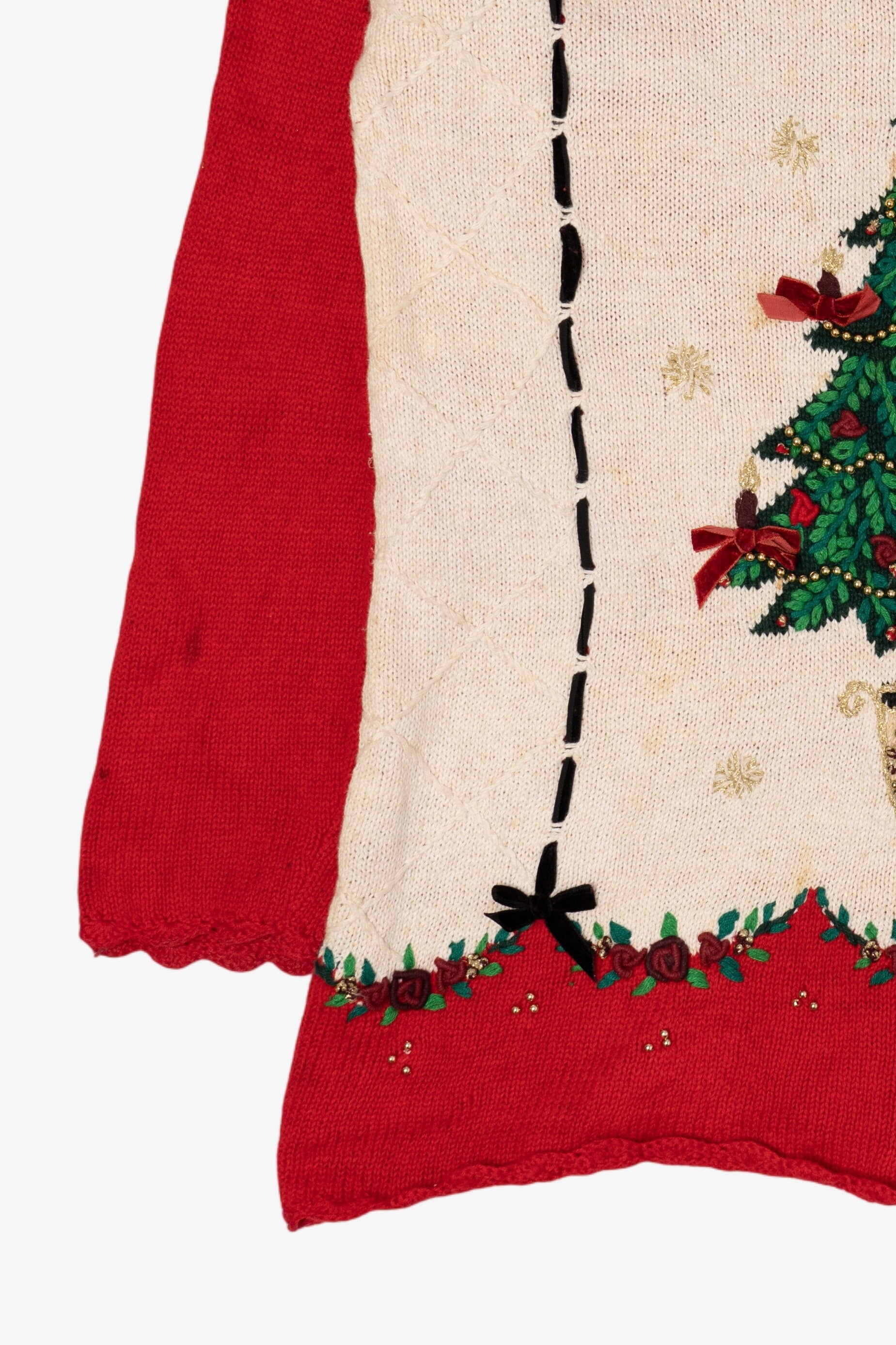 Vintage Red Beldoch Popper Tree Ugly Christmas Pullover (1990s)