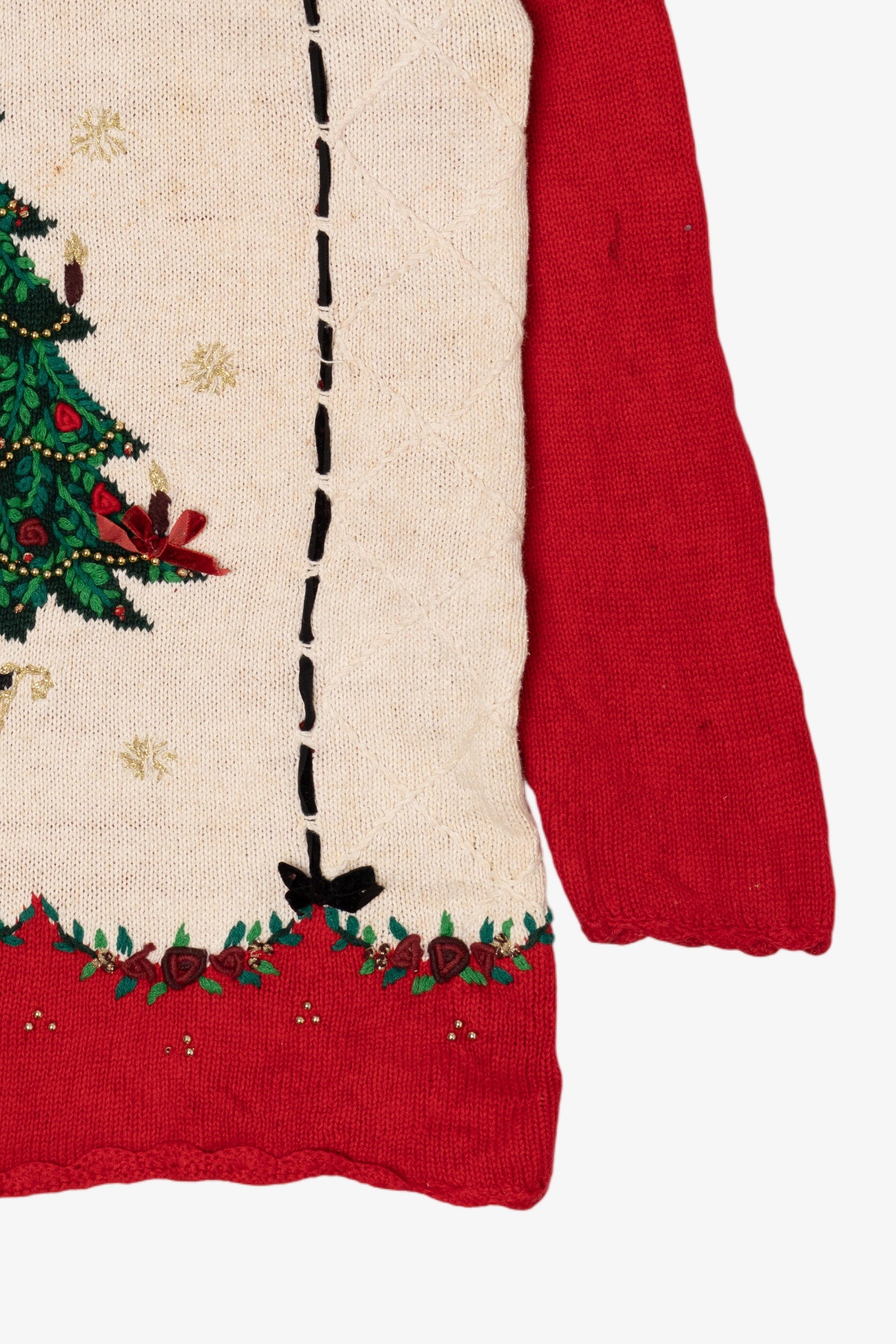 Vintage Red Beldoch Popper Tree Ugly Christmas Pullover (1990s)