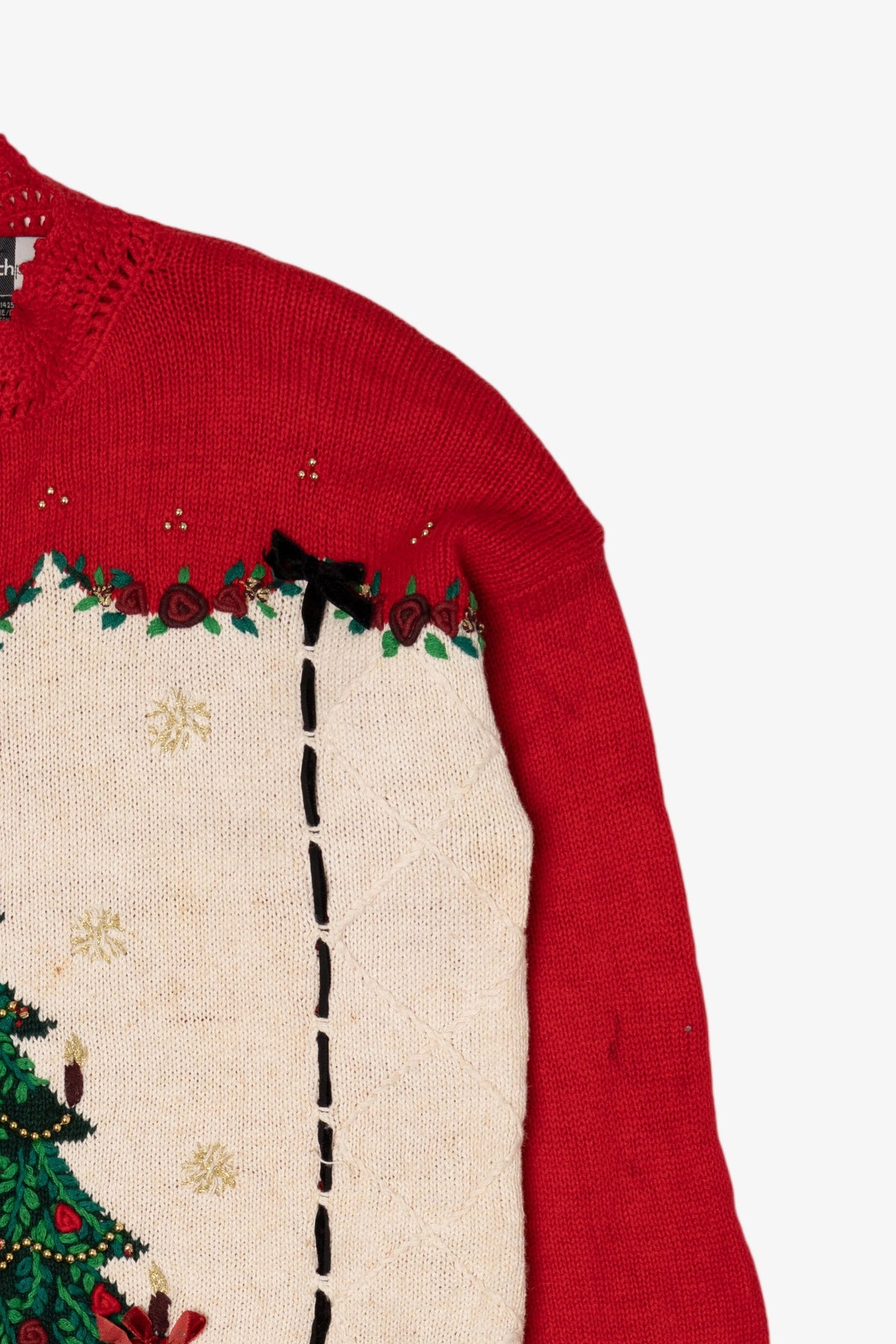 Vintage Red Beldoch Popper Tree Ugly Christmas Pullover (1990s)