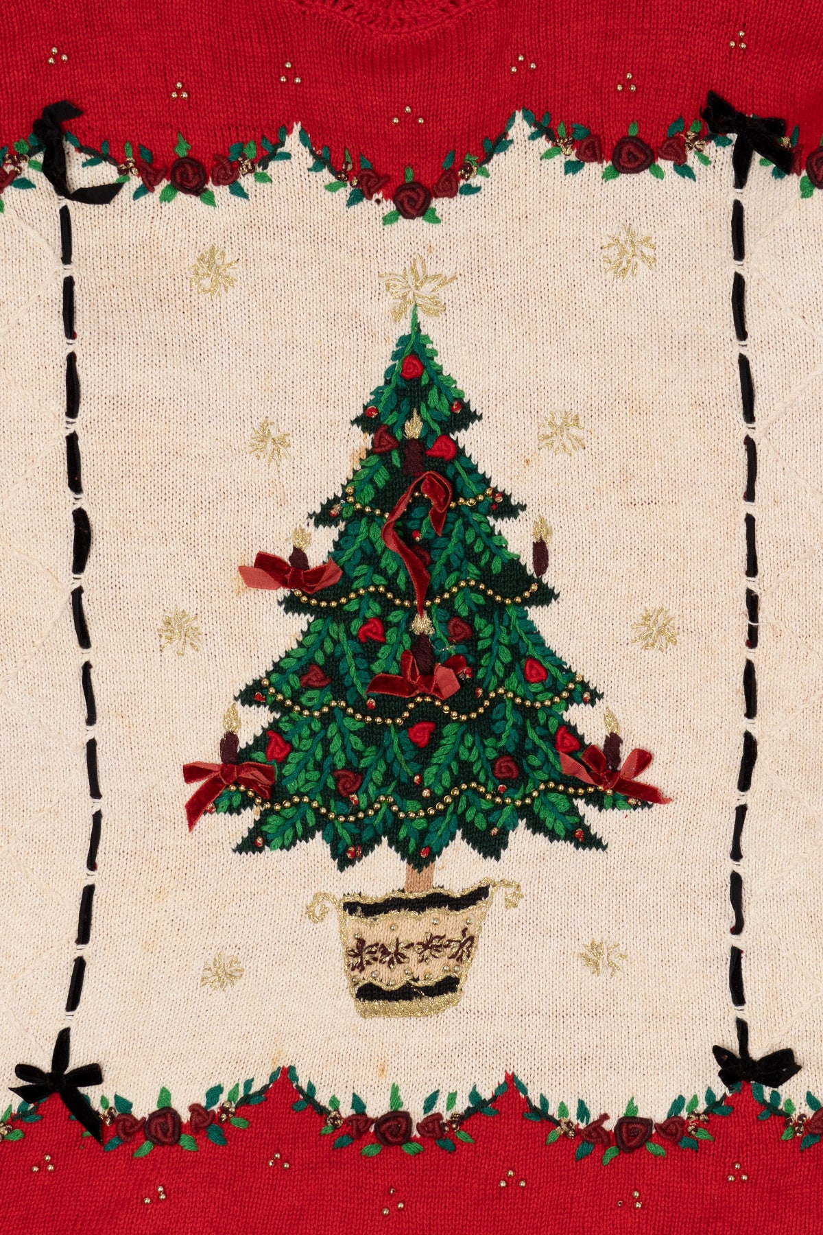 Vintage Red Beldoch Popper Tree Ugly Christmas Pullover (1990s)