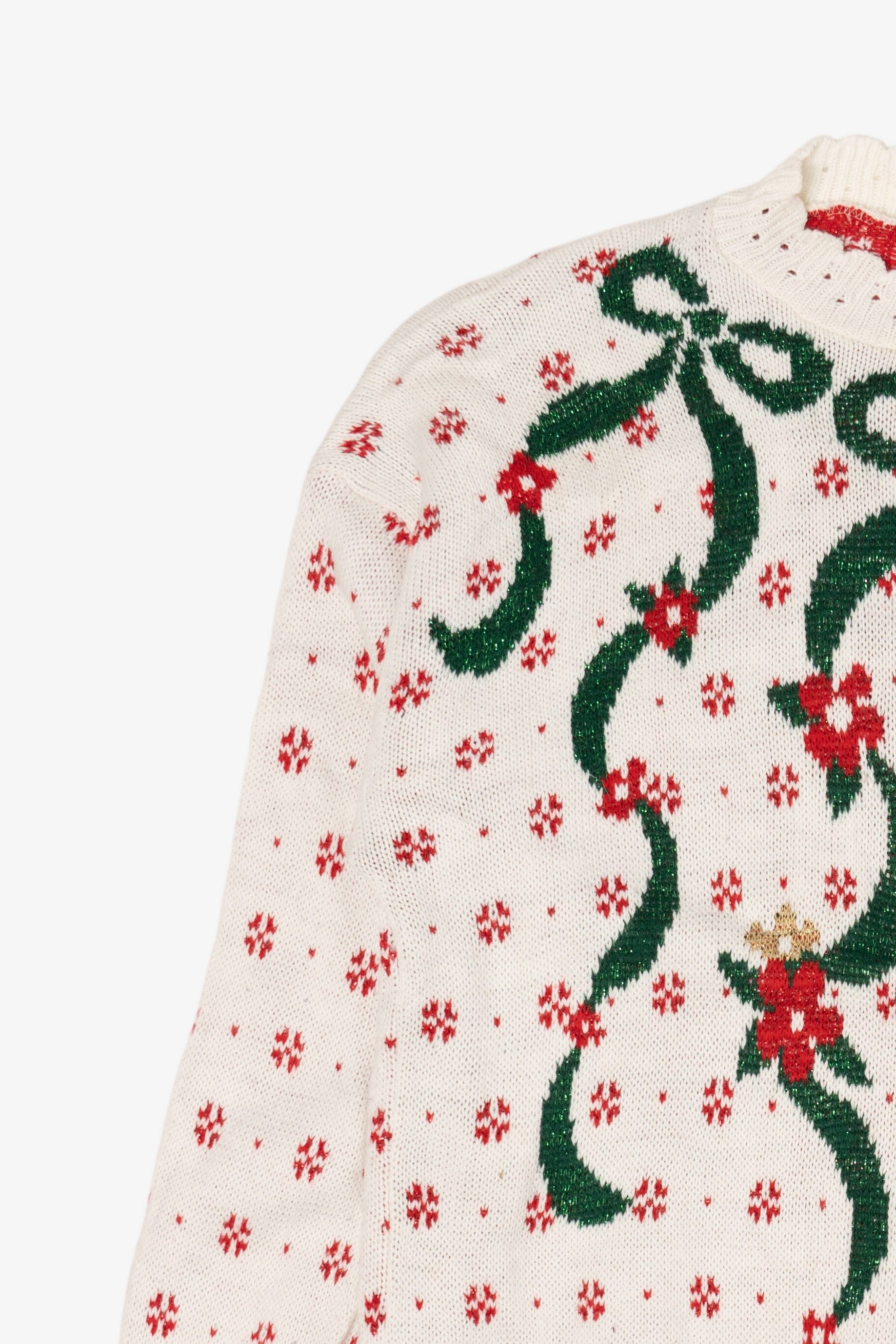 Vintage White Bows Ugly Christmas Pullover (1990s)